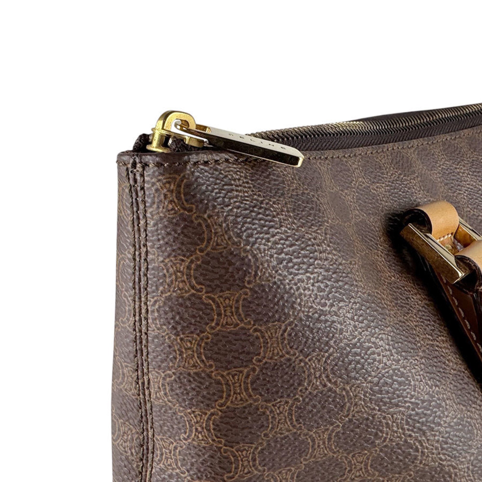 Celine Brown Coated Canvas Shoulder Bag (Pre-Owned)