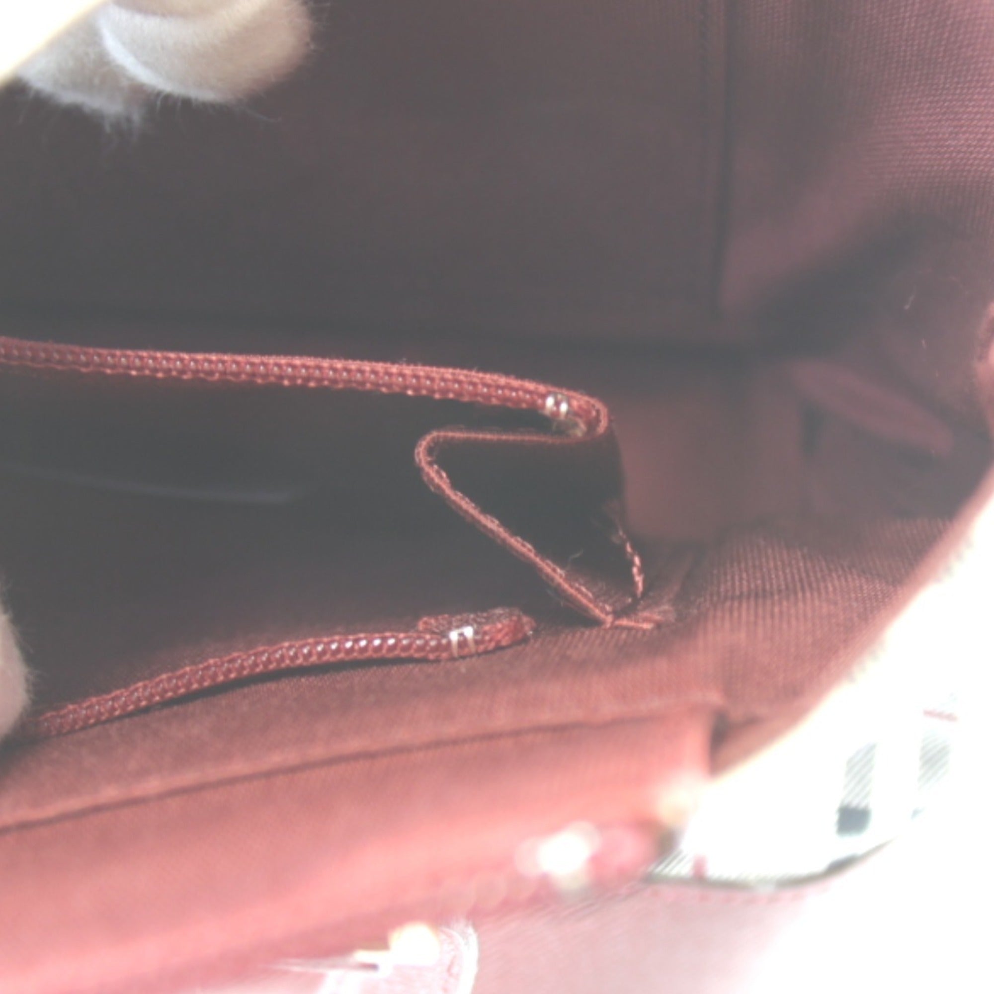 Burberry Red Color Canvas Leather Handbag (Pre-Owned)