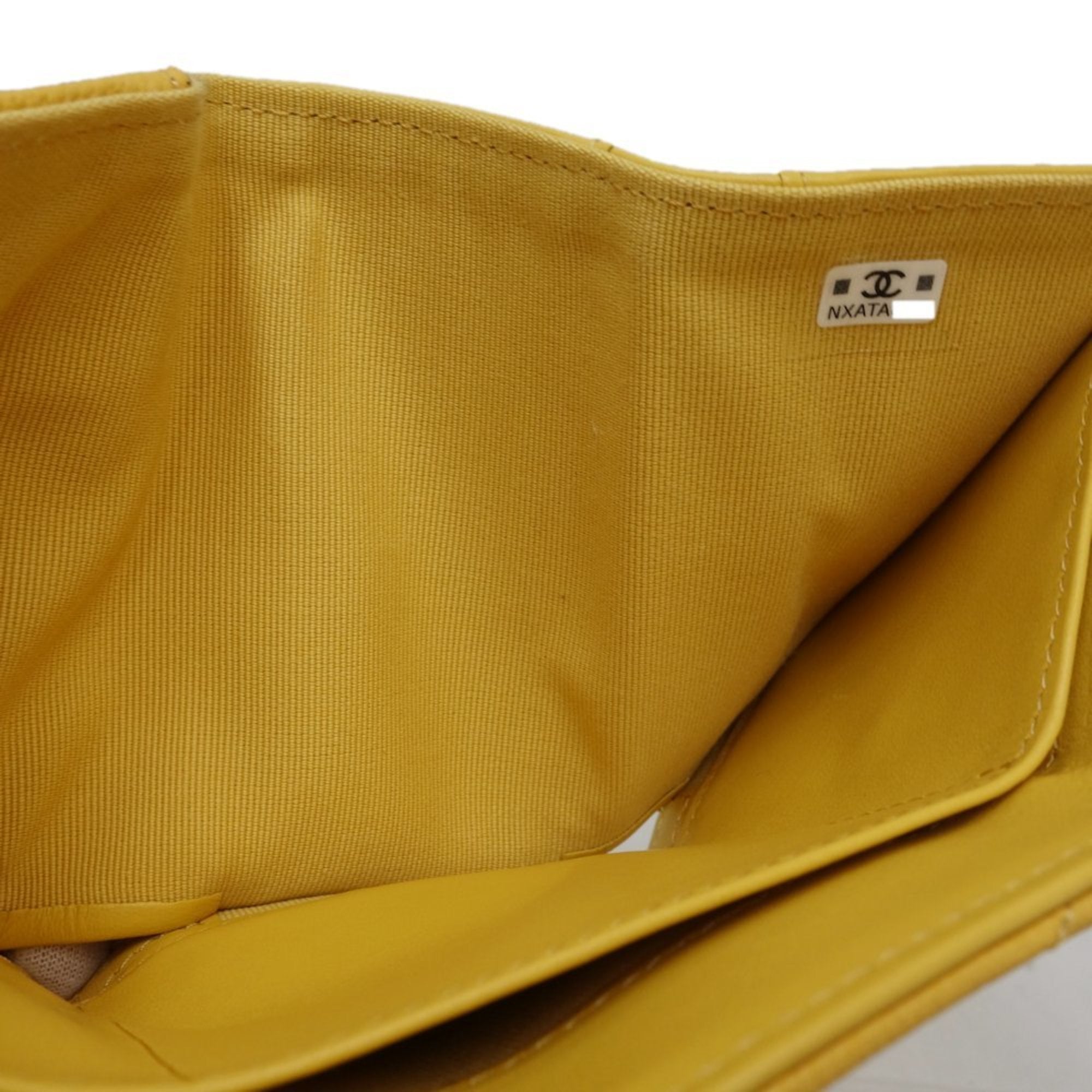 Chanel Yellow Grained Calfskin Wallet (Tri-Fold) (Pre-Owned)