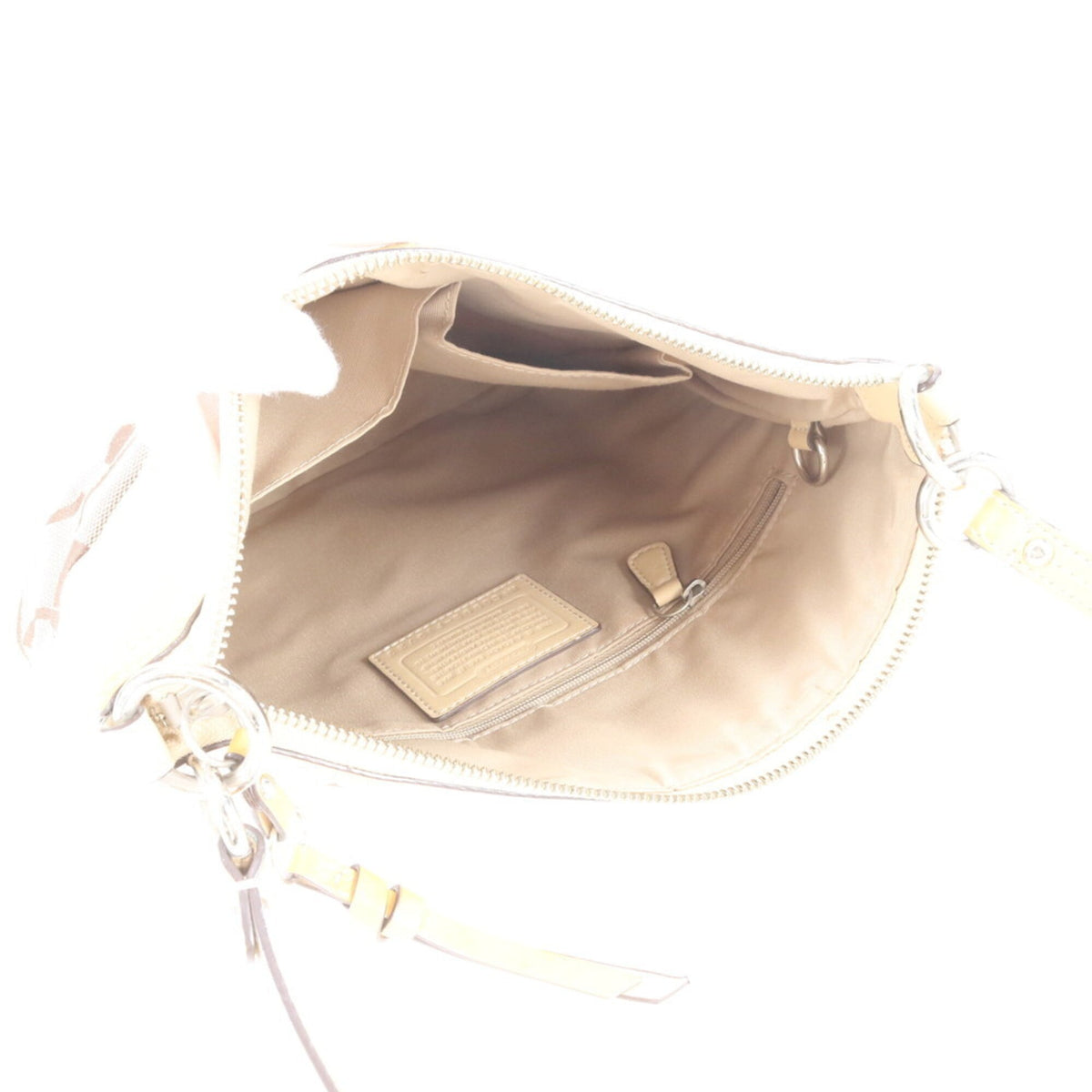 Coach Beige Leather Canvas Handbag Shoulder Bag (Pre-Owned)