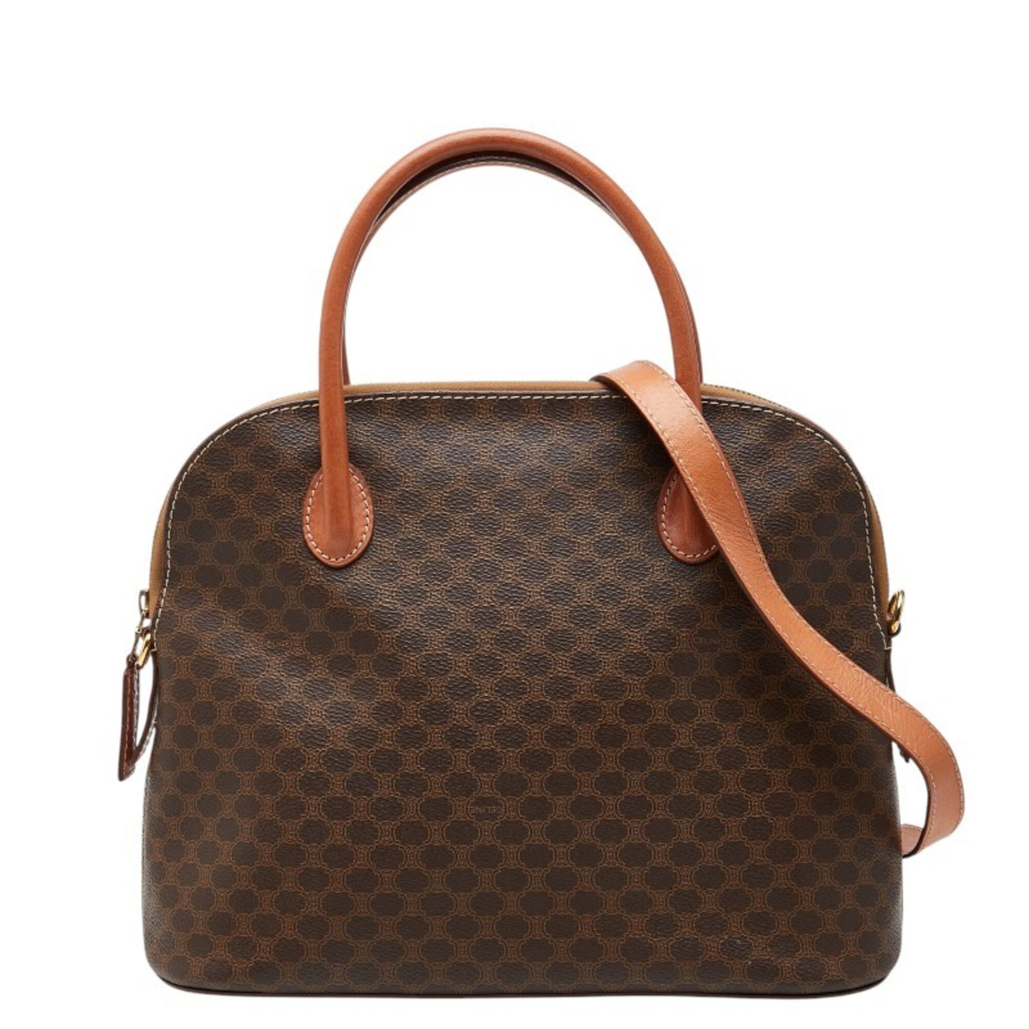 Celine Macadam Brown Pvc Leather Handbag Shoulder Bag (Pre-Owned)