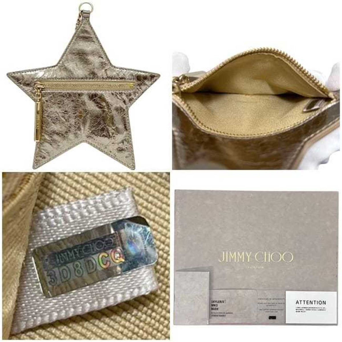 Jimmy Choo Gold Leather Coin Purse/Coin Case (Pre-Owned)
