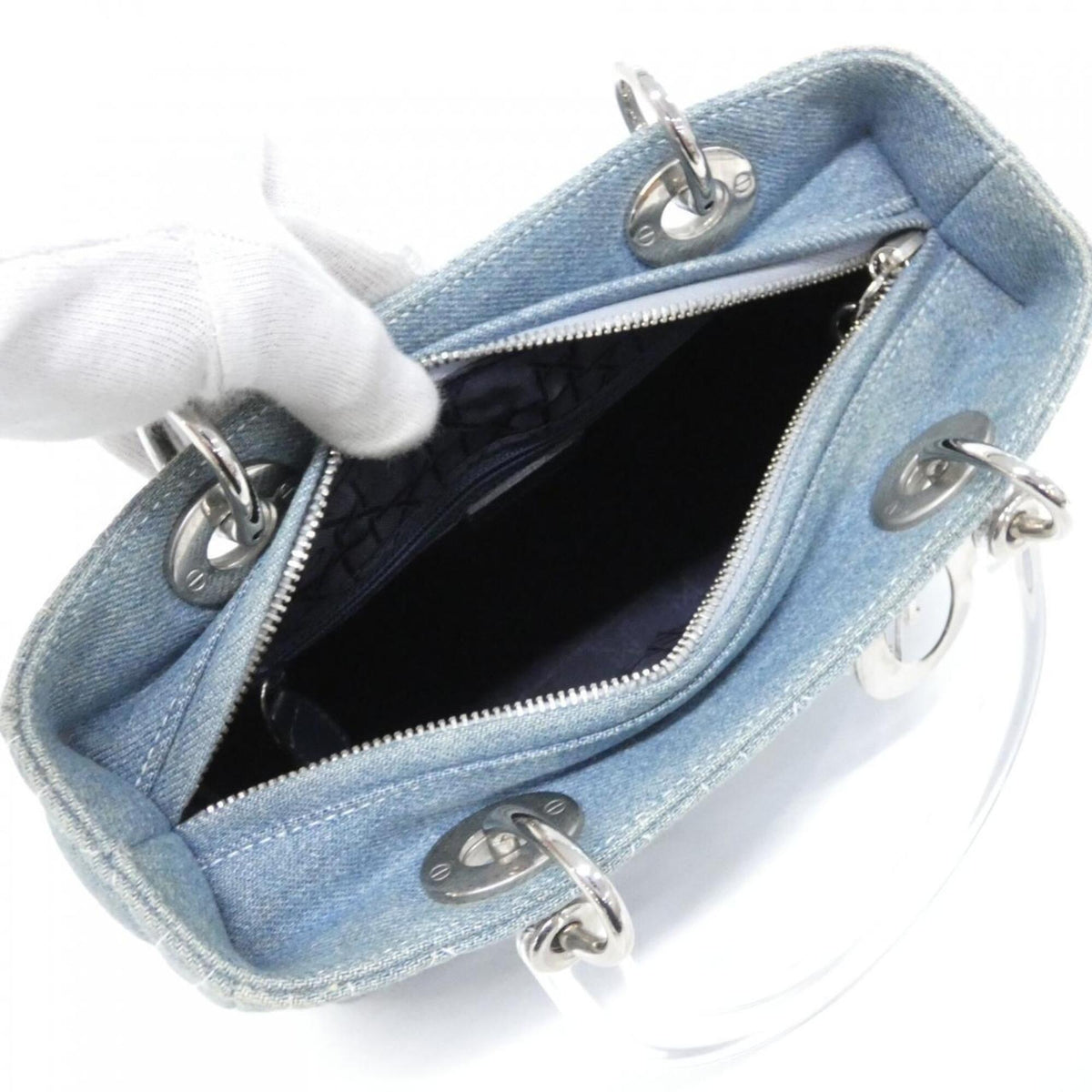 Christian Dior Lady Dior Light Blue Denim Handbag (Pre-Owned)