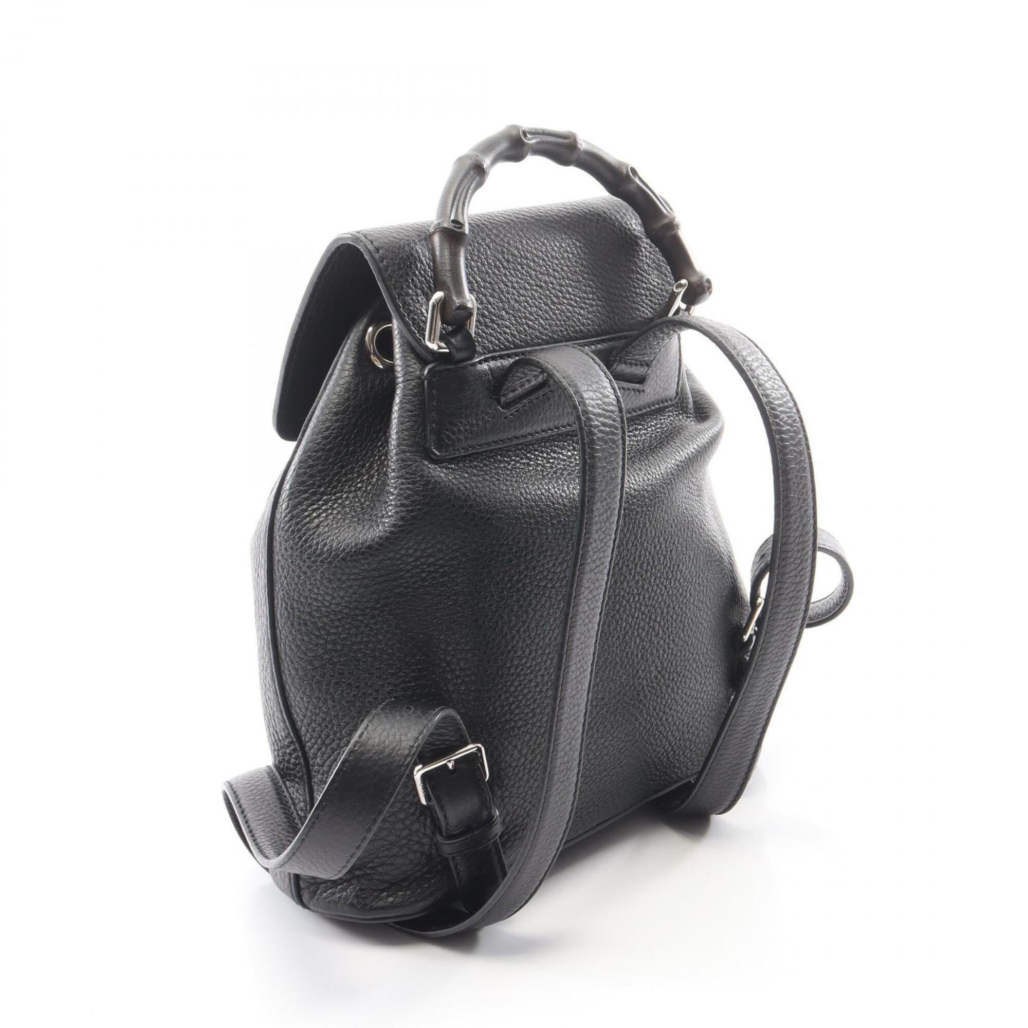 Gucci Black Bamboo Backpack Handbag (Pre-Owned)