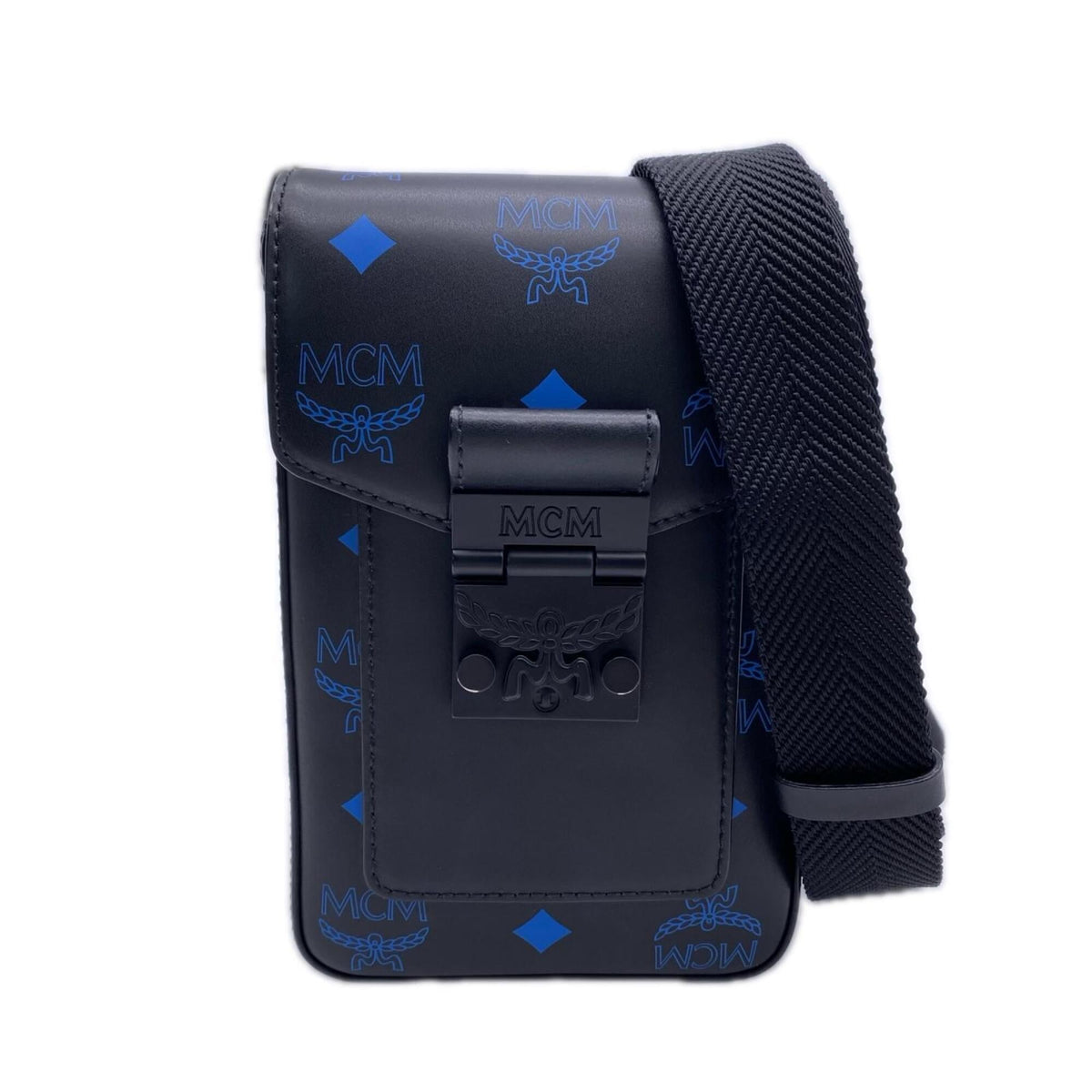 Mcm Black Blue Leather Crossbody Bag Shoulder Bag (Pre-Owned)
