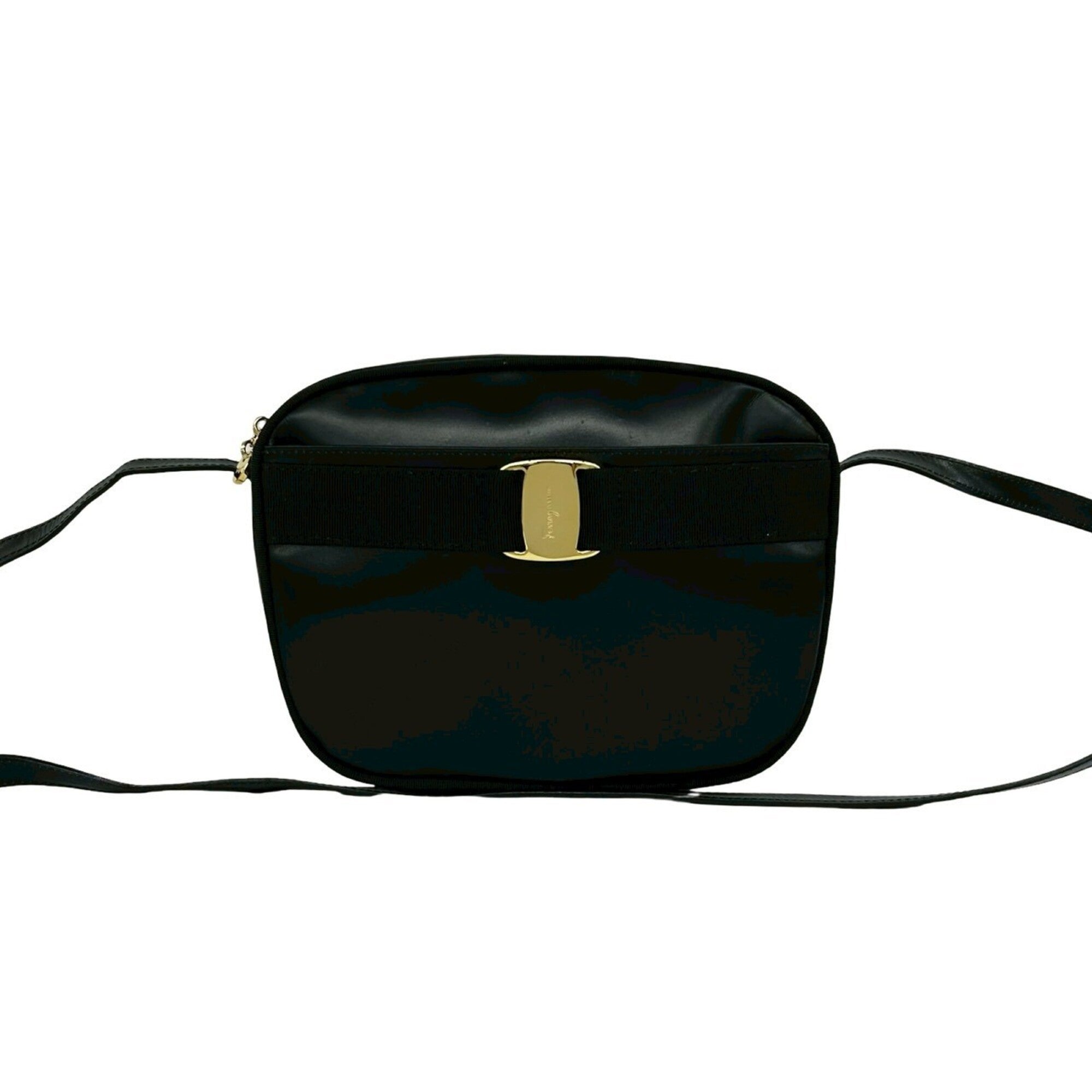 Salvatore Ferragamo Black Leather Shoulder Bag (Pre-Owned)