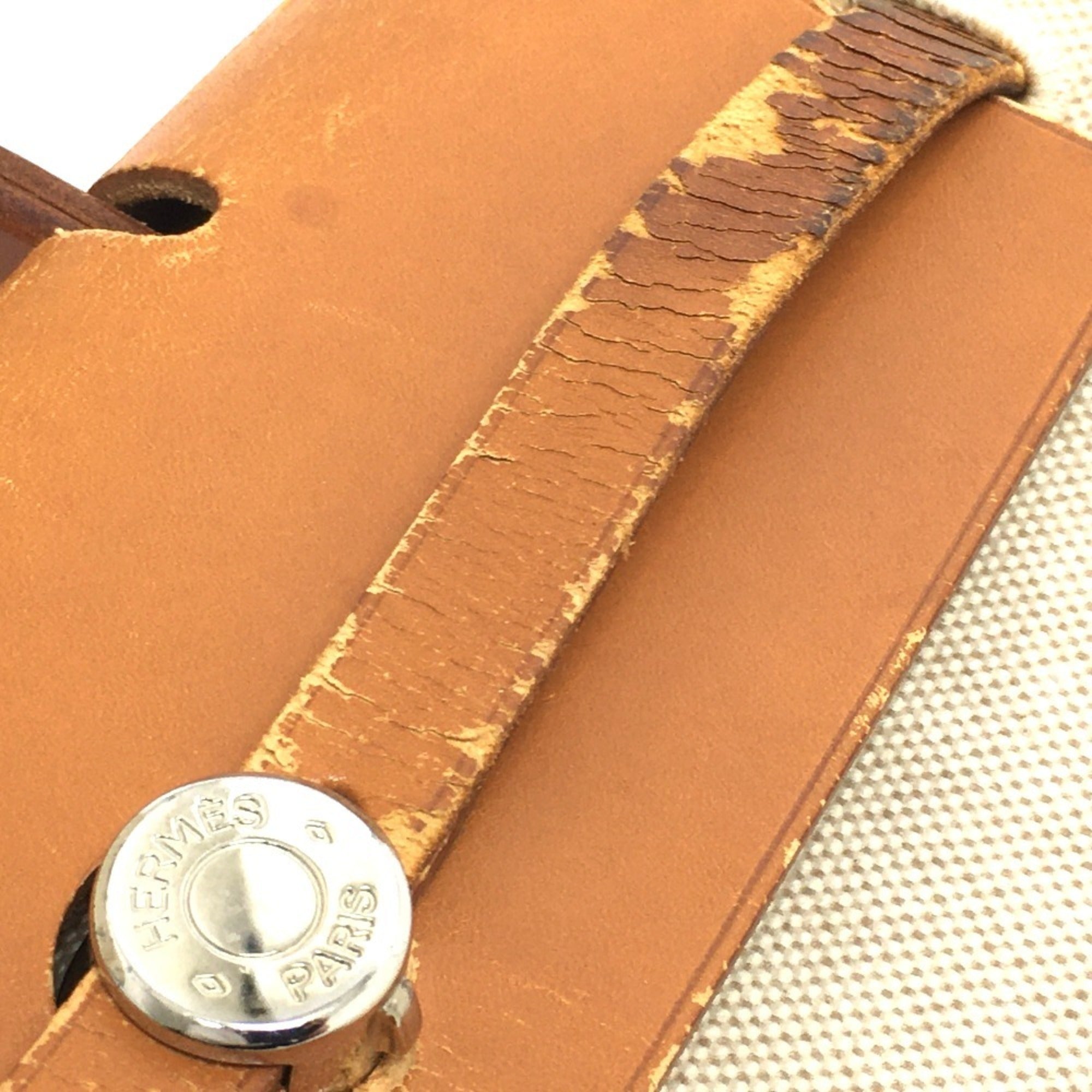 Hermes Her Bag Natural Canvas Leather Backpack (Pre-Owned)