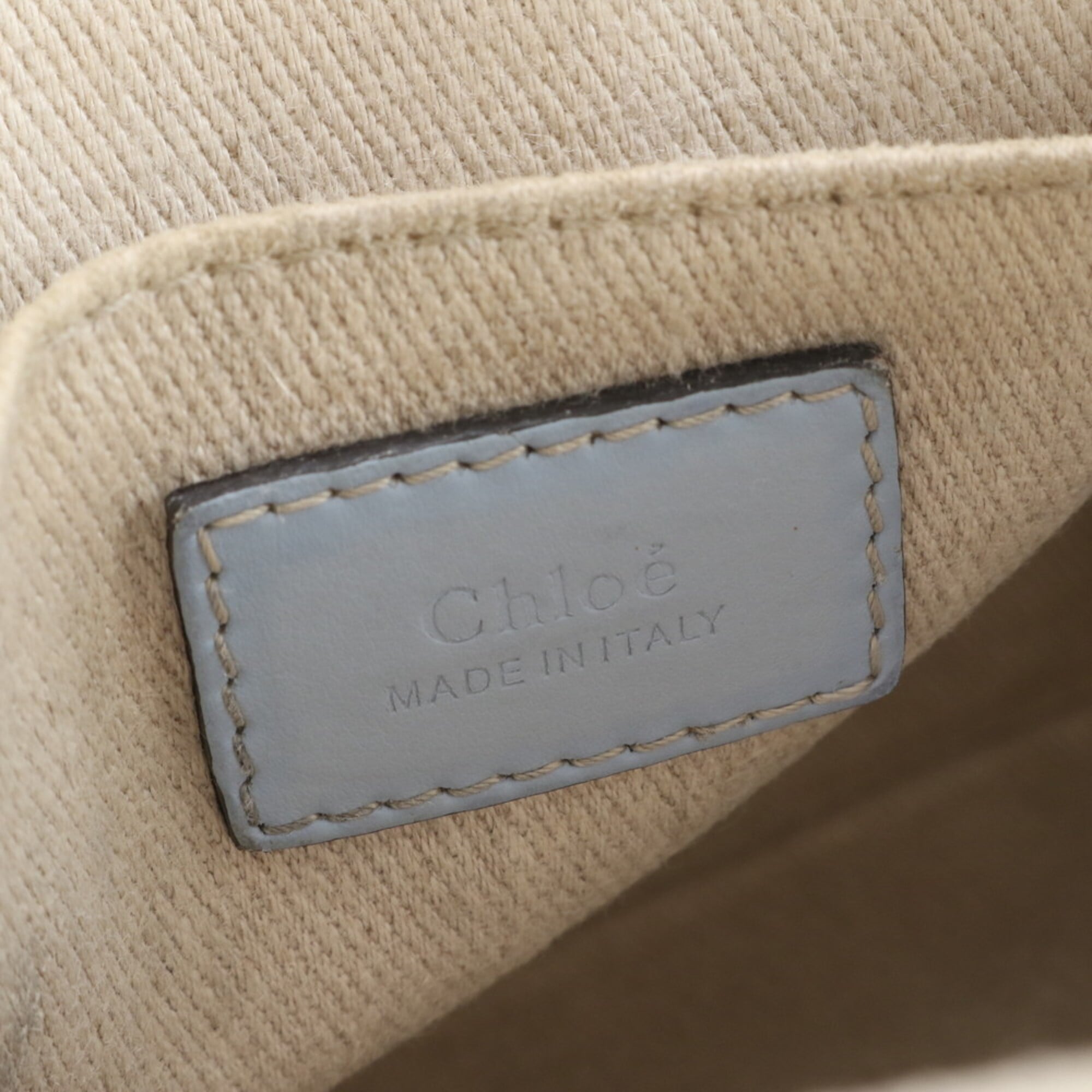 Chloé Beige Blue Canvas Leather Handbag Shoulder Bag Tote Bag (Pre-Owned)
