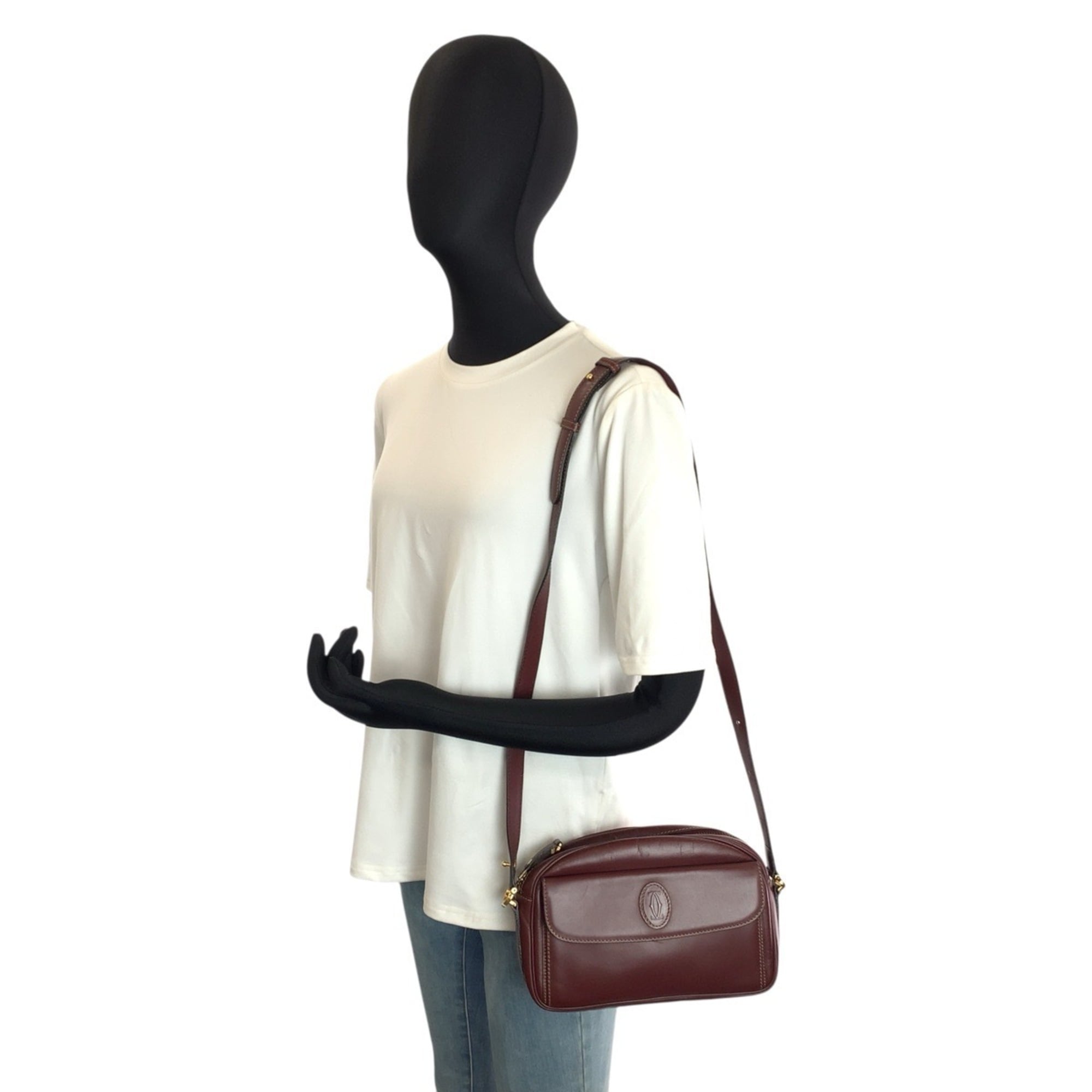 Cartier Bordeaux Leather Shoulder Bag (Pre-Owned)