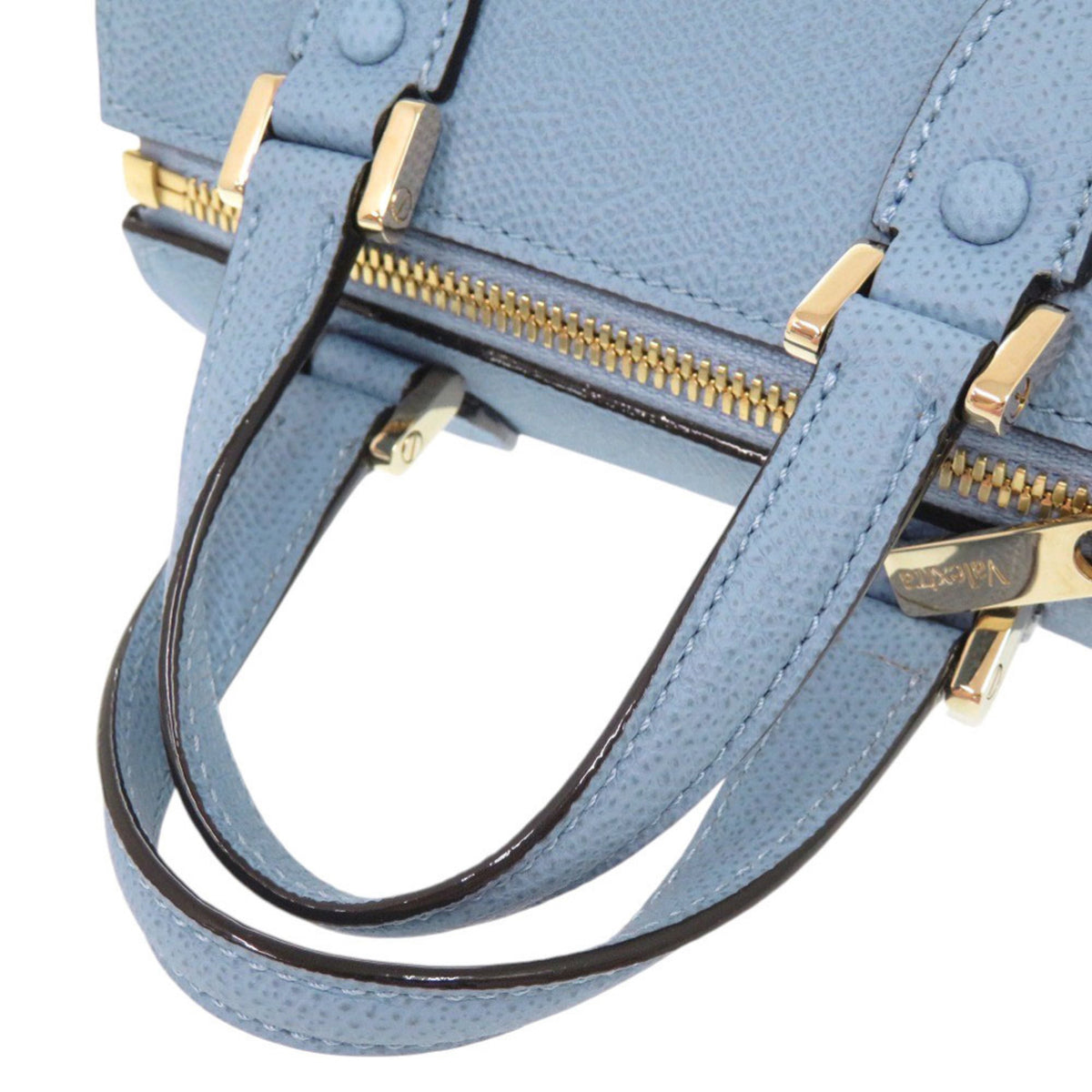 Valextra Blue Leather Handbag Shoulder Bag (Pre-Owned)
