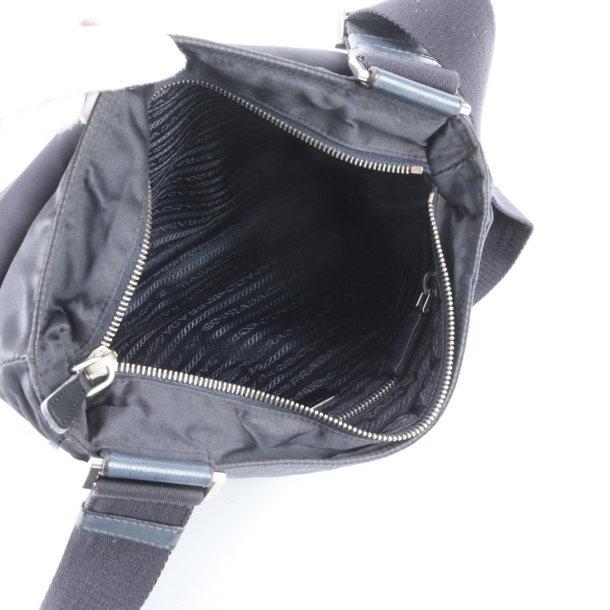 Prada Navy Nylon Leather Shoulder Bag (Pre-Owned)