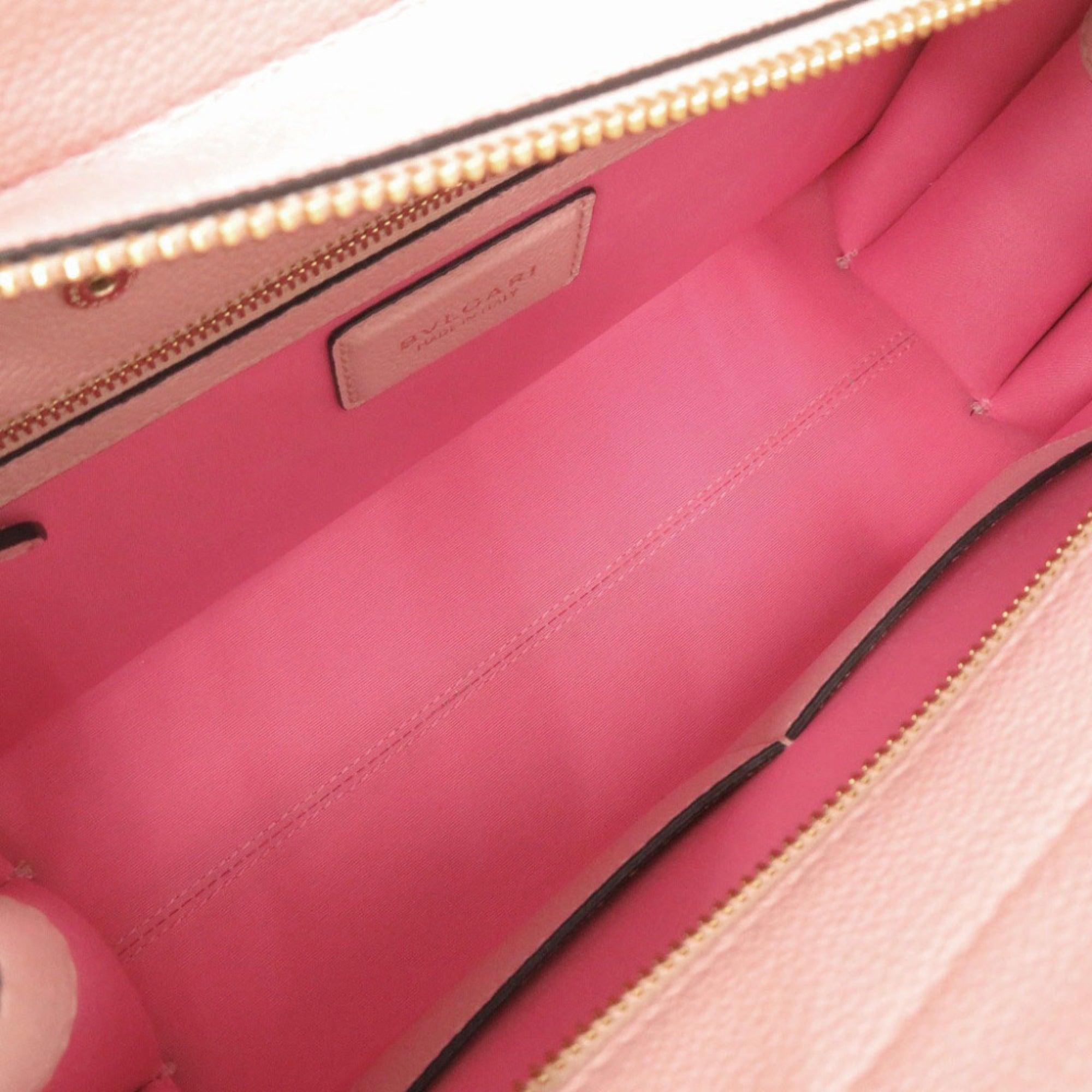 Bvlgari Pink Leather Handbag Shoulder Bag Tote Bag (Pre-Owned)