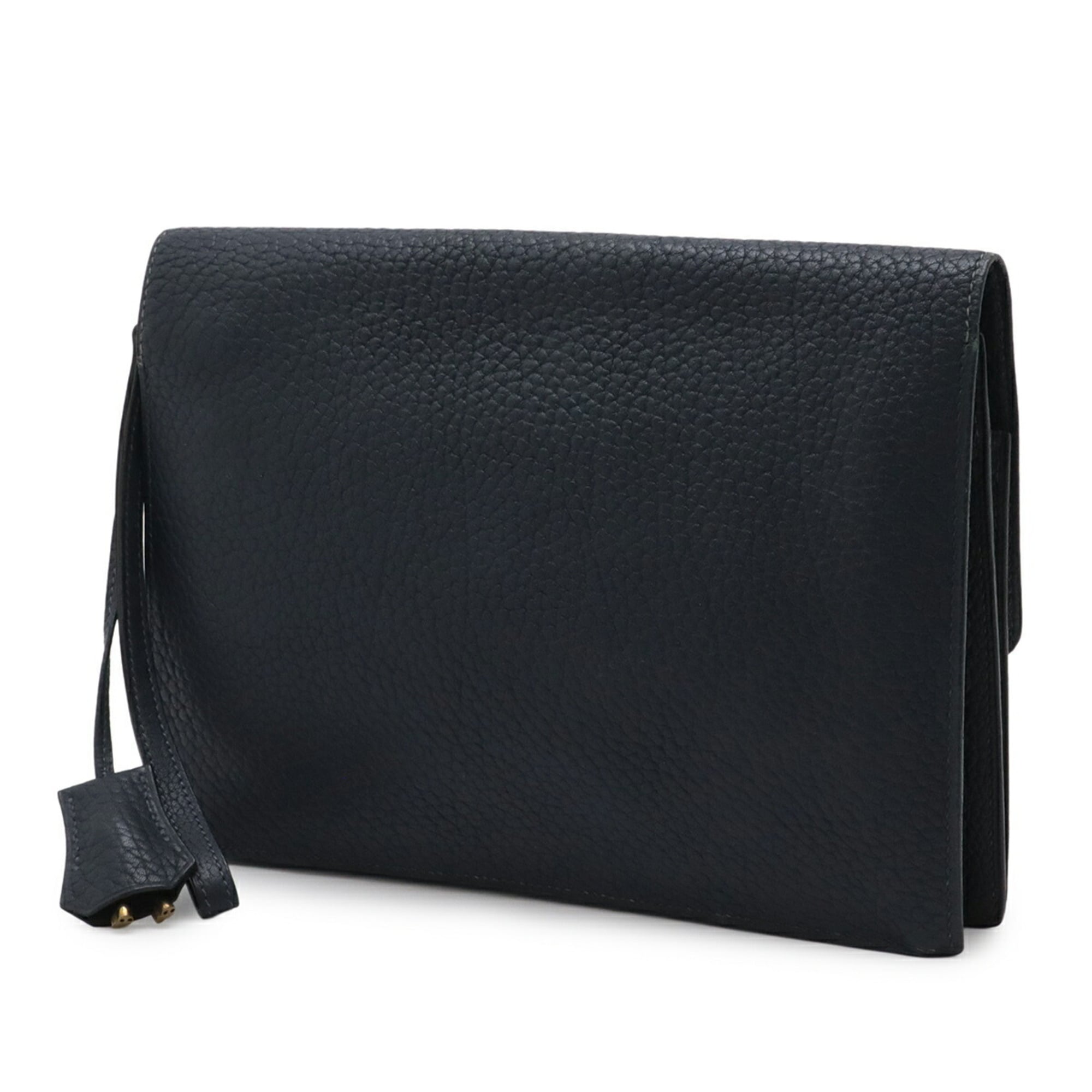 Hermes Navy Fjord Leather Clutch Bag Handbag Pochette (Pre-Owned)