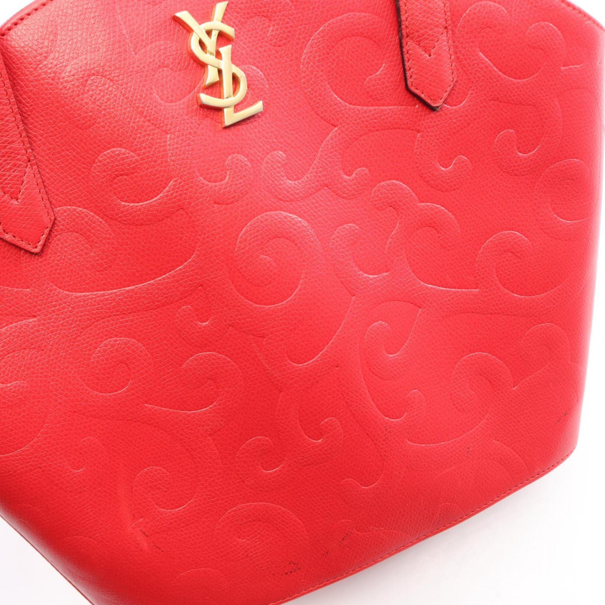 Yves Saint Laurent Red Color Leather Handbag Shoulder Bag (Pre-Owned)