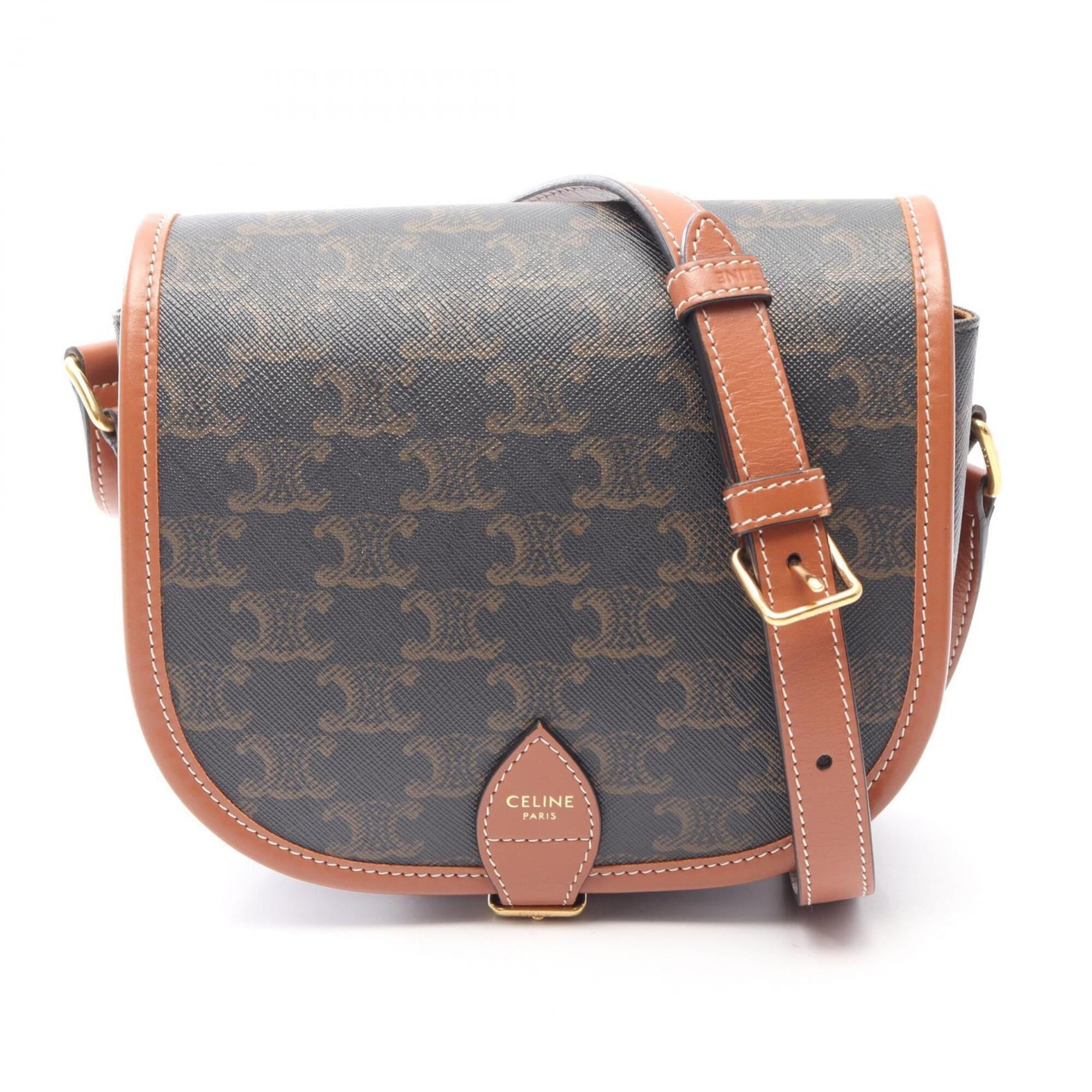 Celine Black Brown Coated Canvas Leather Handbag Shoulder Bag (Pre-Owned)