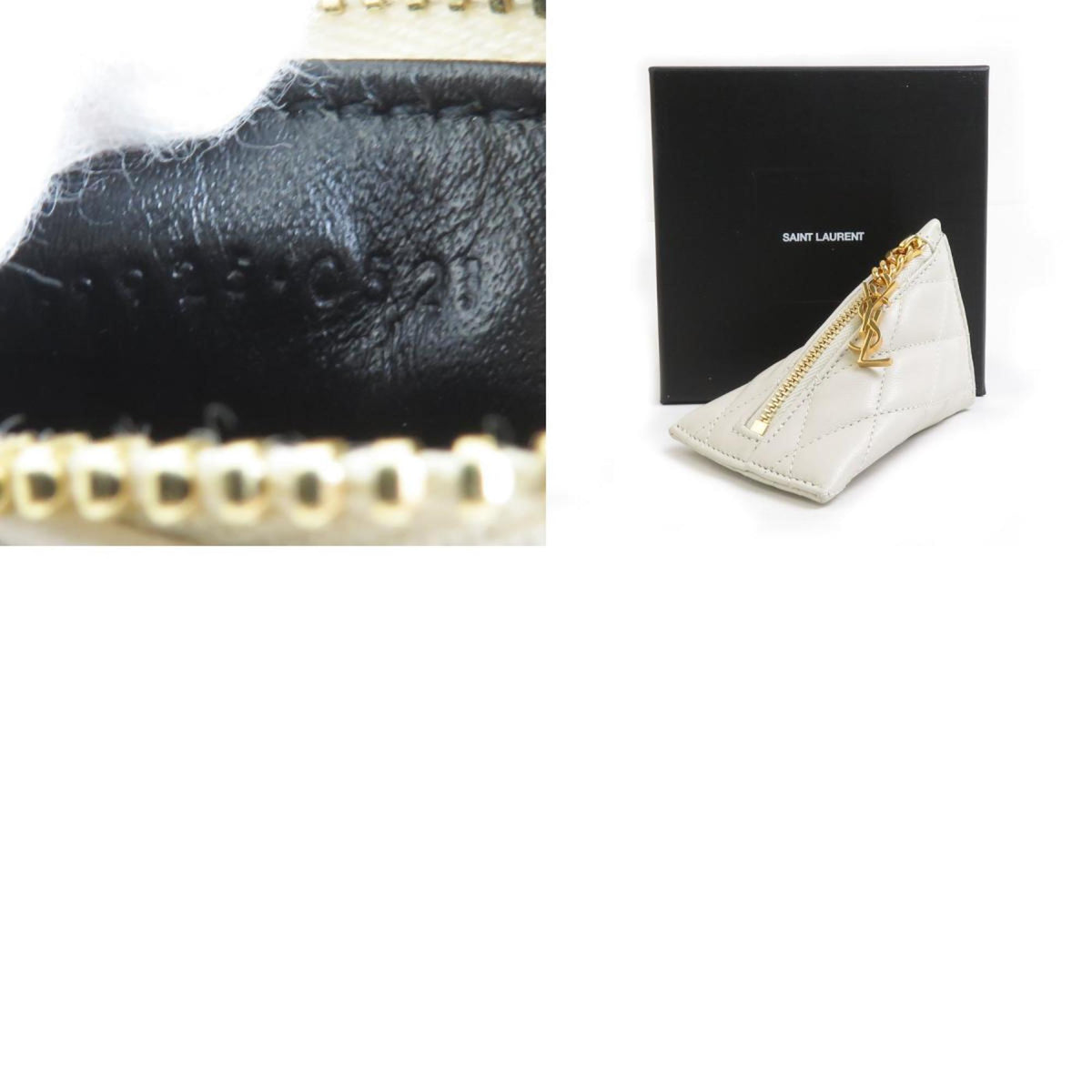 Saint Laurent Ivory Leather Coin Purse/Coin Case (Pre-Owned)