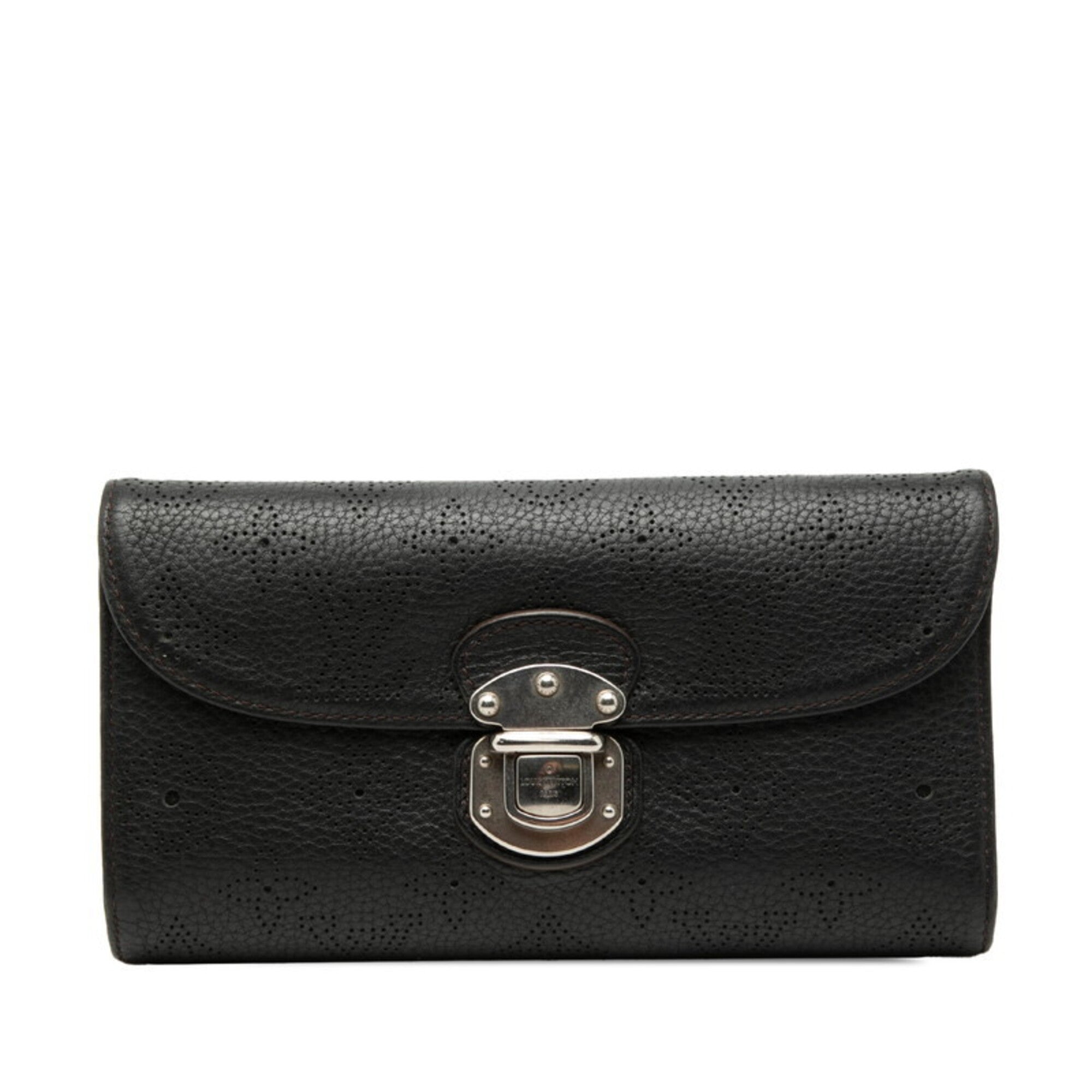 Louis Vuitton Mahina Black Leather Long Wallet (Bi-Fold) (Pre-Owned)
