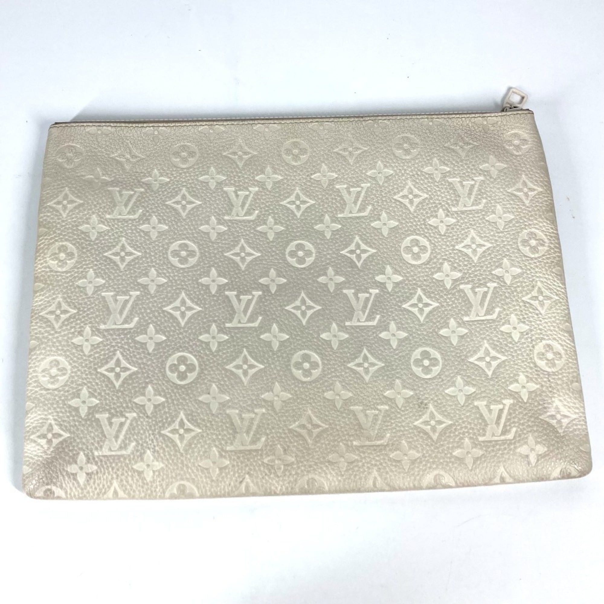 Louis Vuitton White Leather Clutch Bag Pochette Pouch (Pre-Owned)