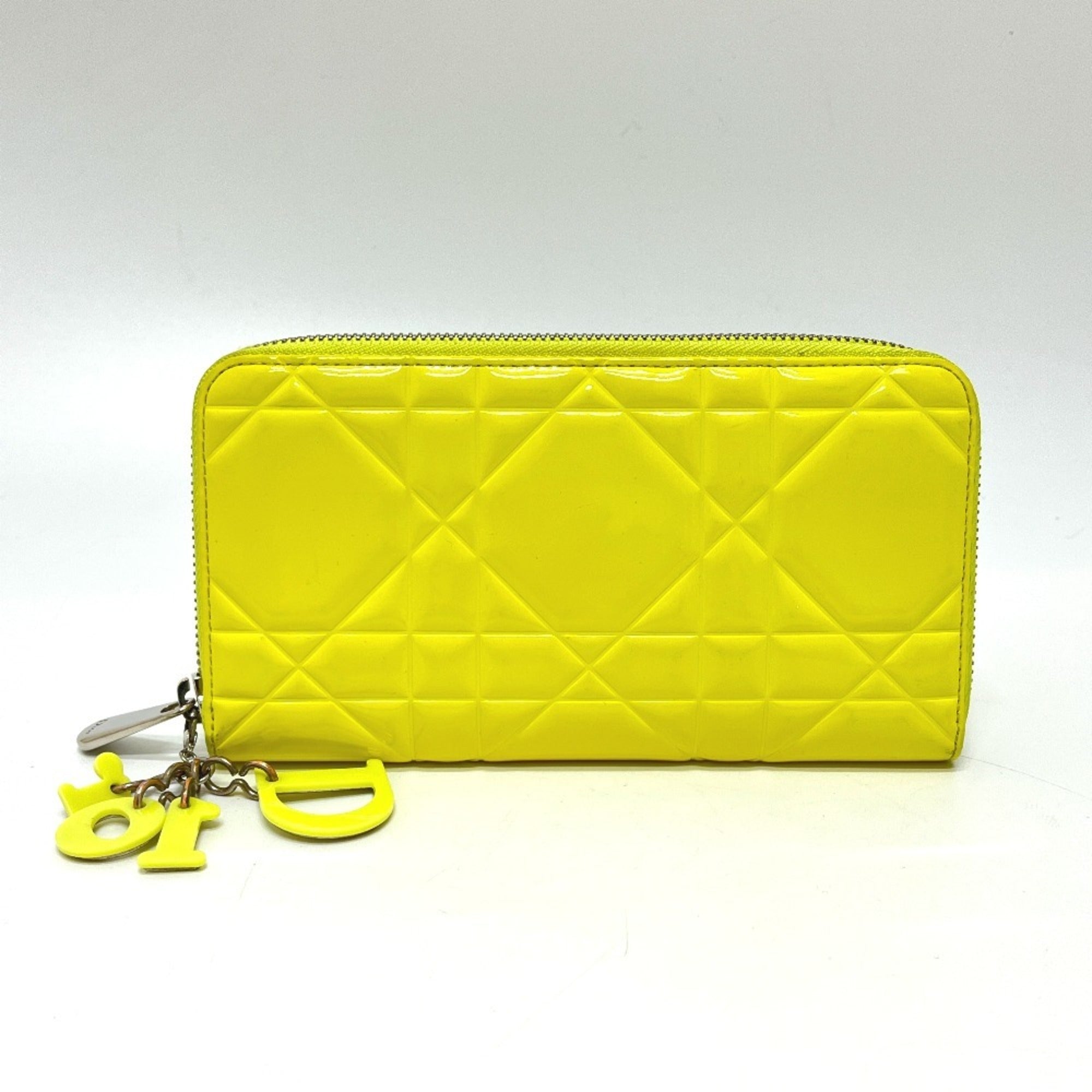 Christian Dior Yellow Leather Long Wallet (Bi-Fold) (Pre-Owned)