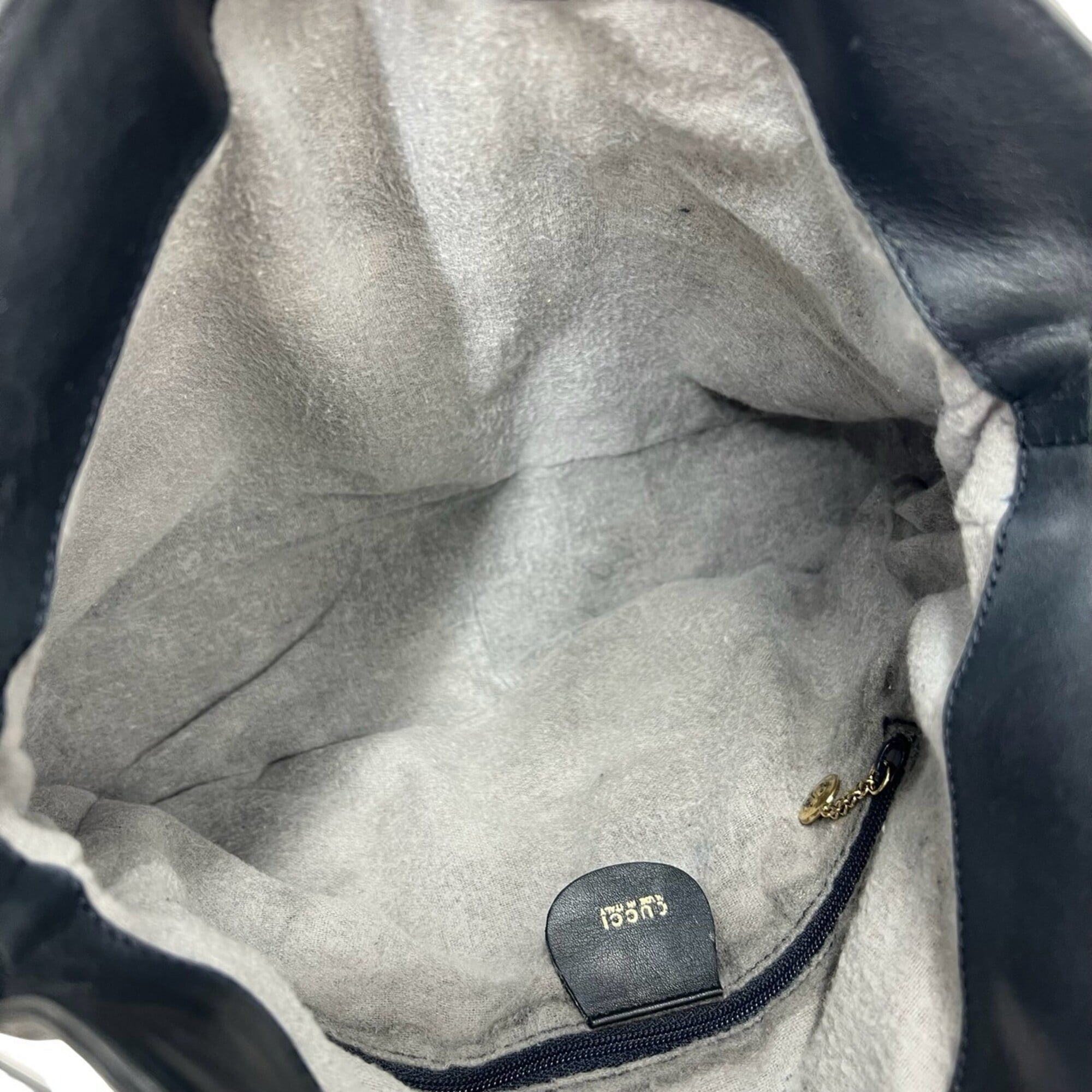 Gucci Navy Leather Handbag Shoulder Bag (Pre-Owned)