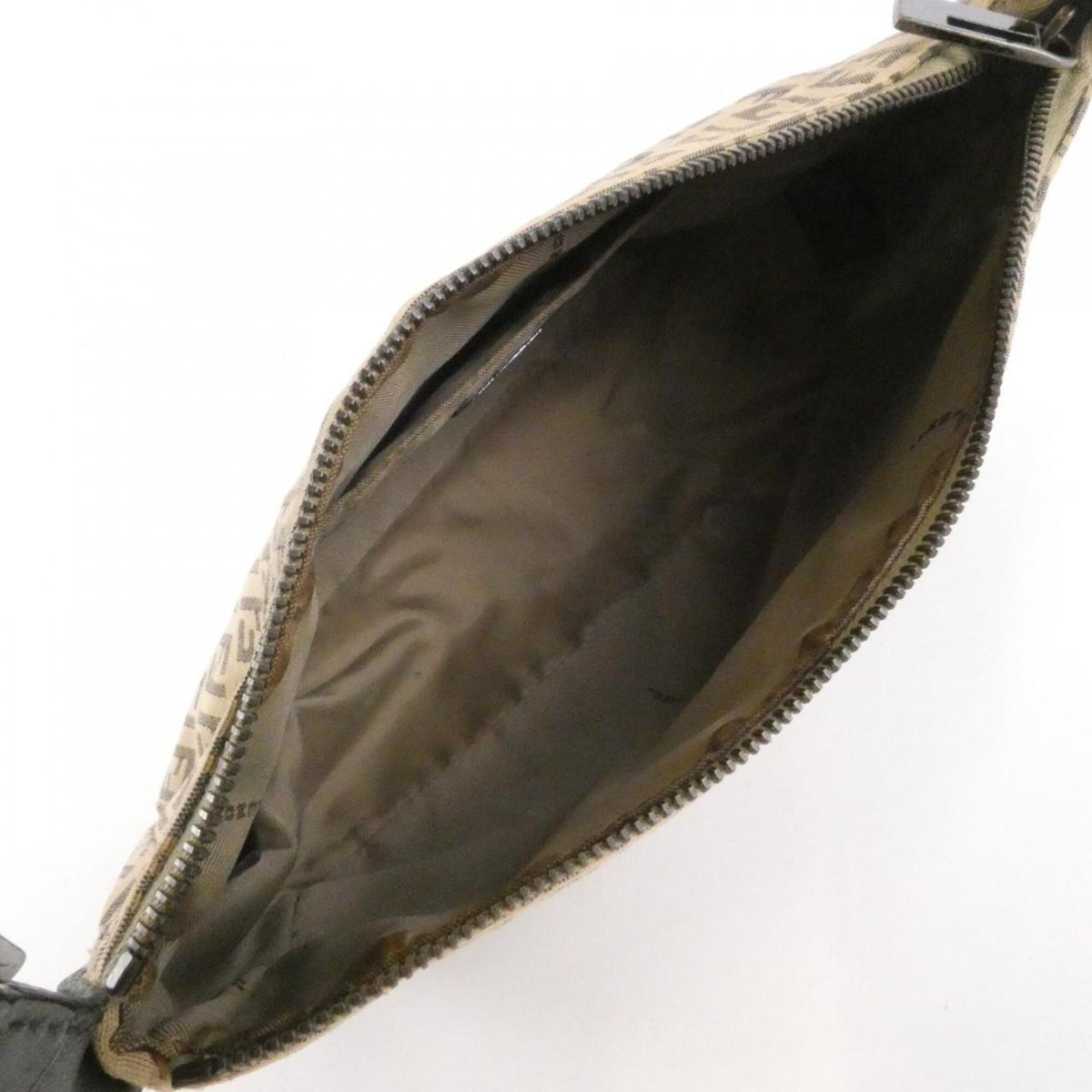 Fendi Beige Black Canvas Leather Handbag (Pre-Owned)