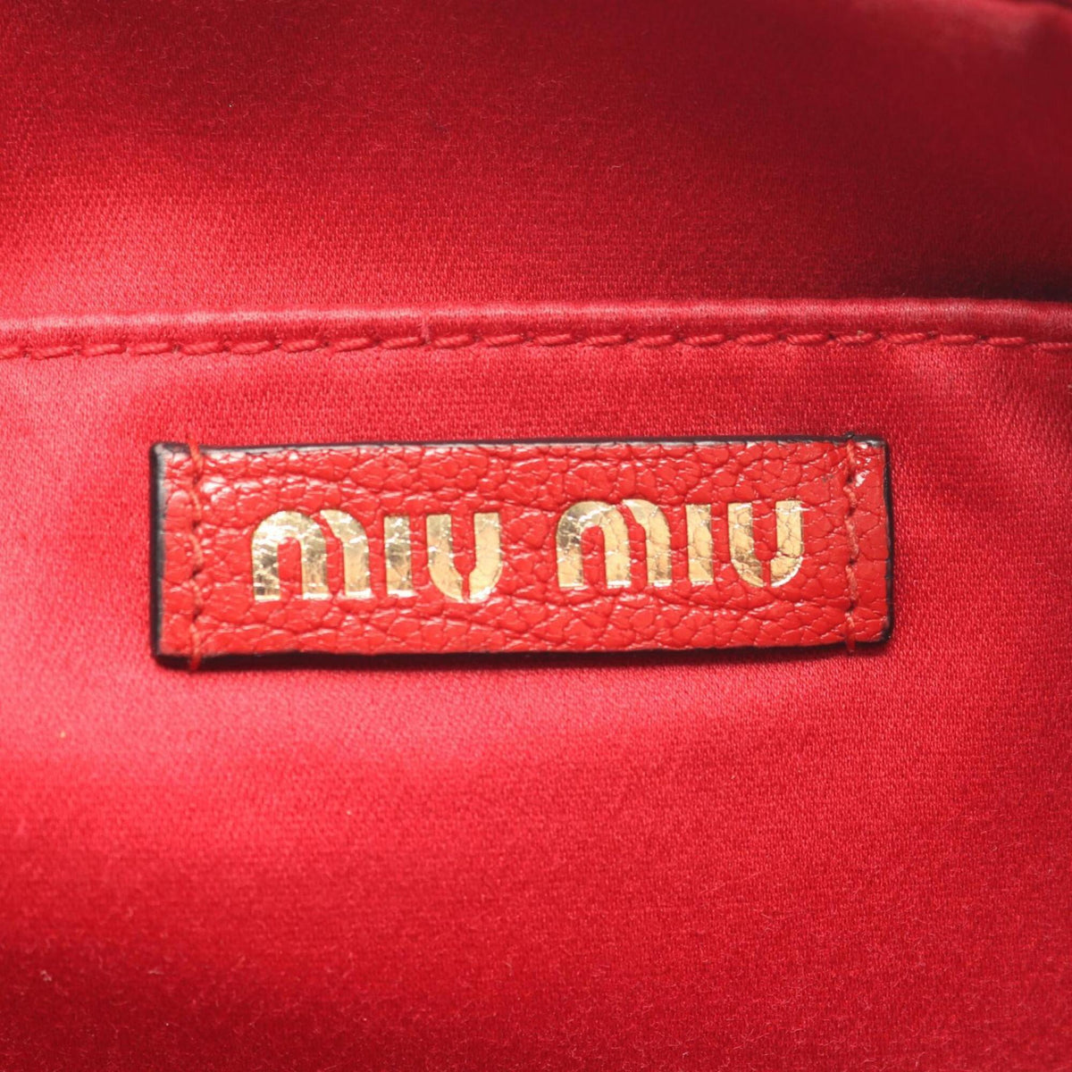 Miu Miu Black Ivory Red Color Leather Handbag Shoulder Bag (Pre-Owned)