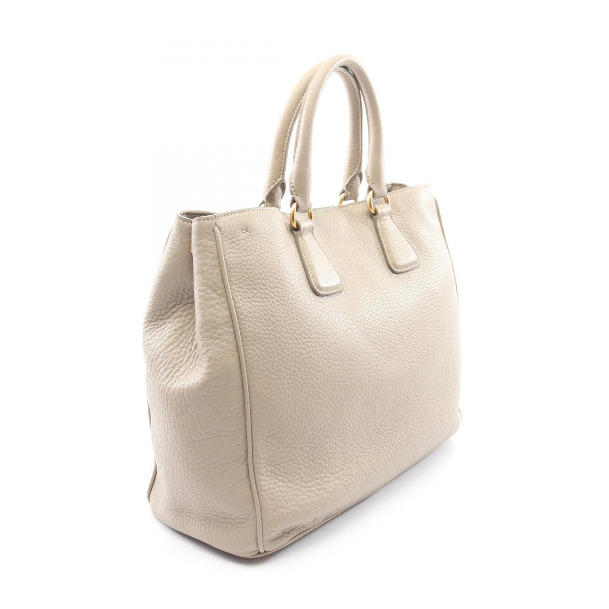 Prada Beige Leather Handbag Tote Bag (Pre-Owned)