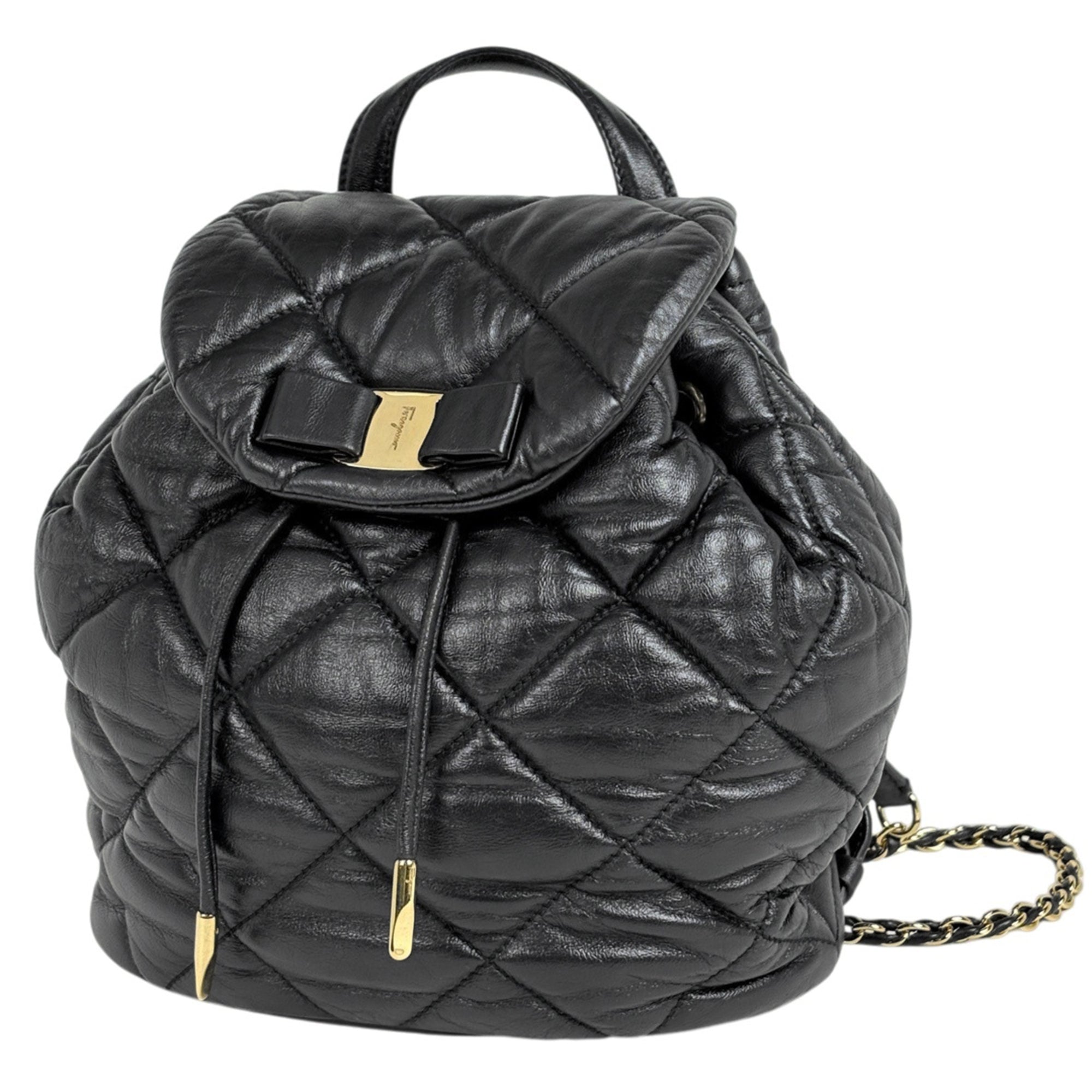 Salvatore Ferragamo Black Quilting Backpack (Pre-Owned)