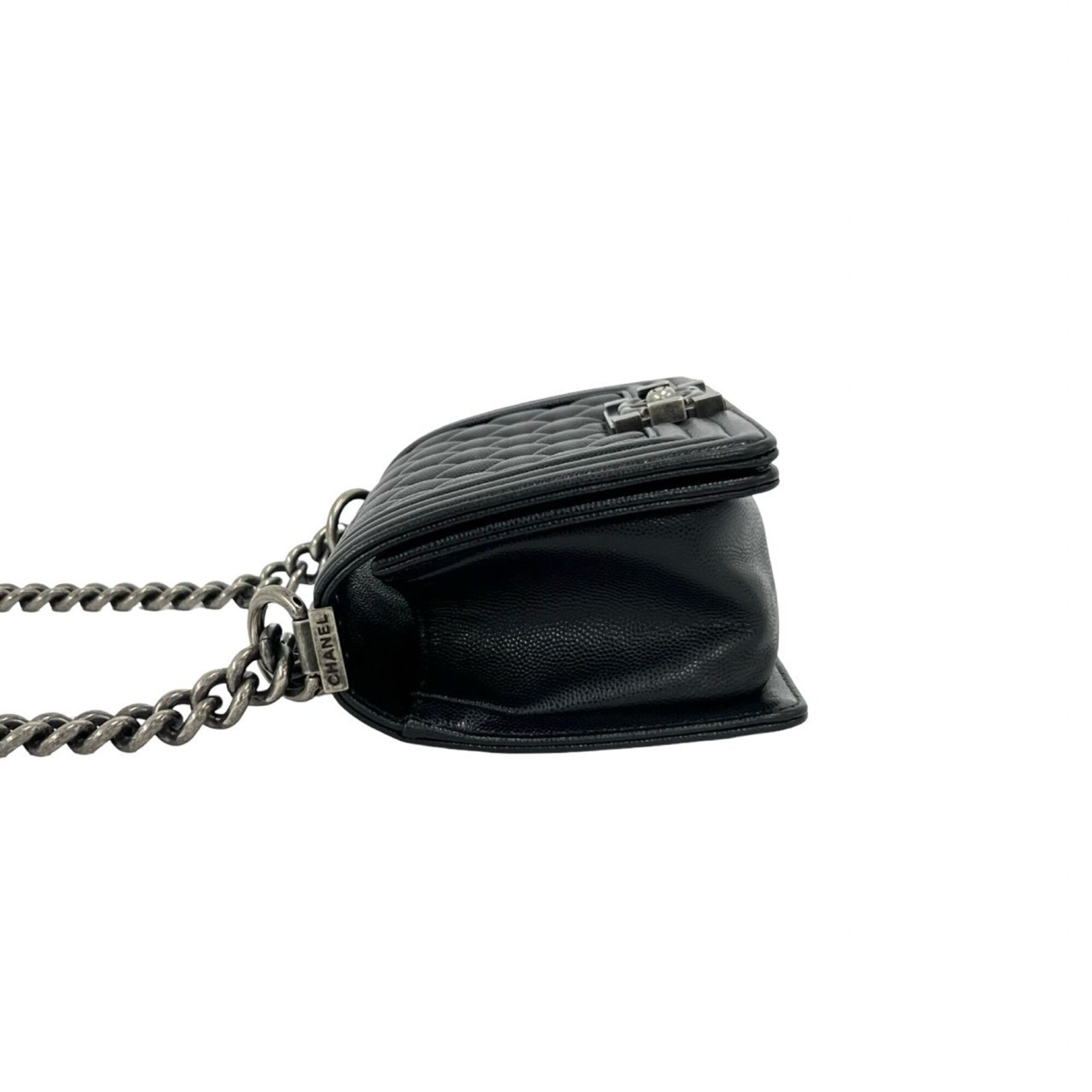 Chanel Black Grained Calfskin Shoulder Bag (Pre-Owned)
