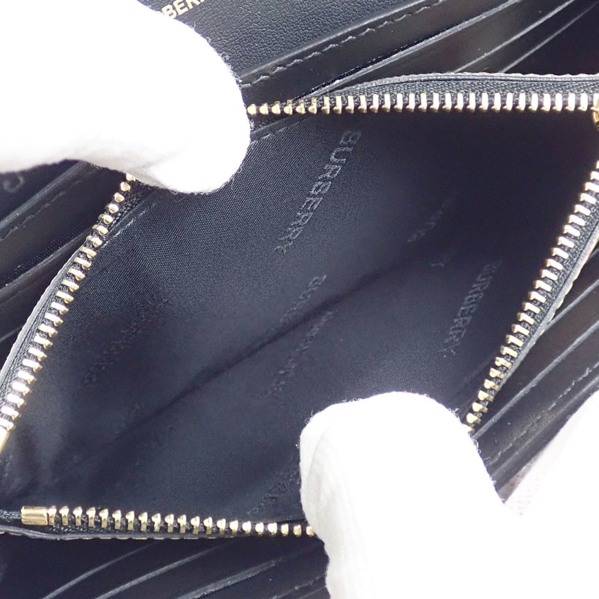 Burberry Black Leather Elastane Long Wallet (Bi-Fold) (Pre-Owned)