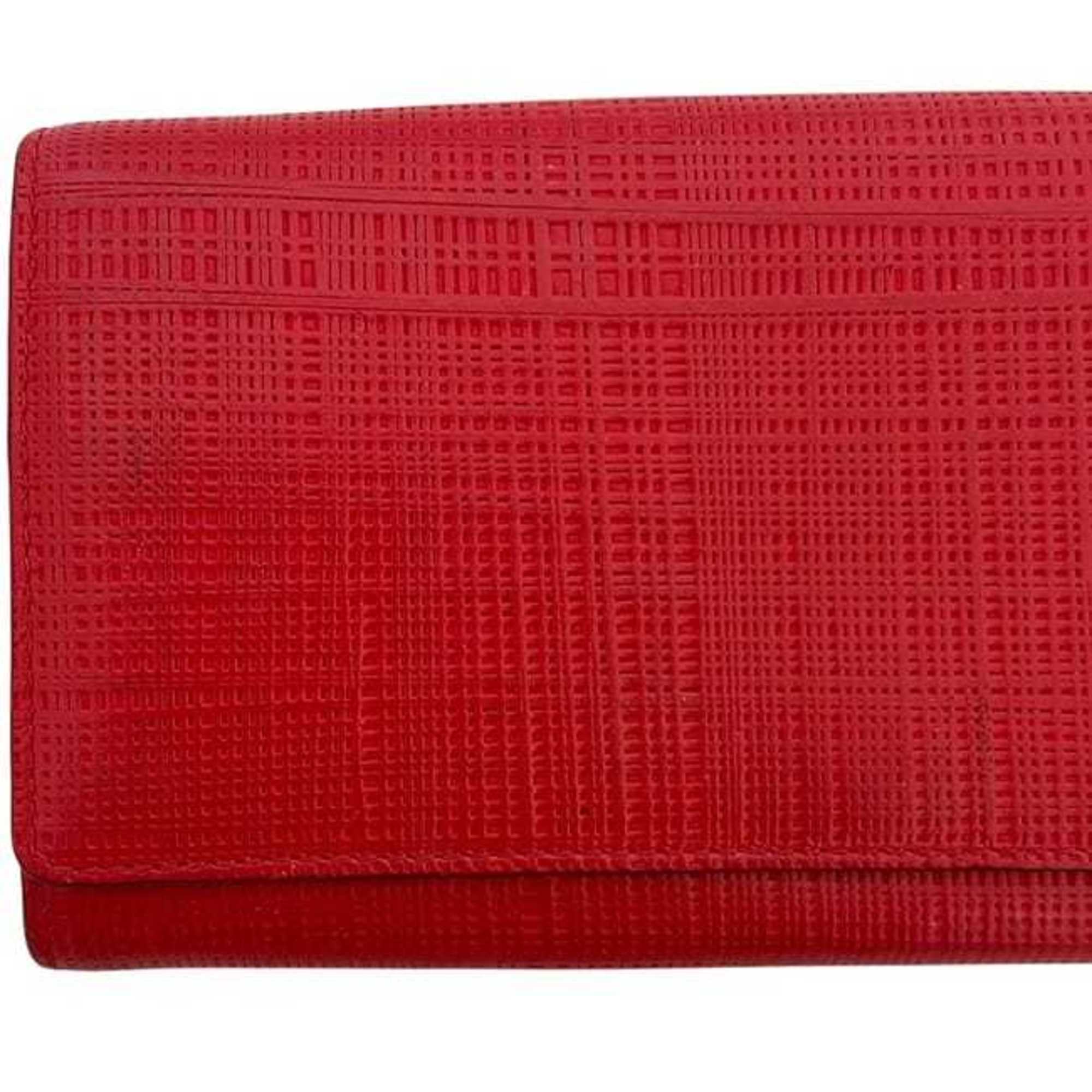 Loewe Red Color Leather Long Wallet (Bi-Fold) (Pre-Owned)
