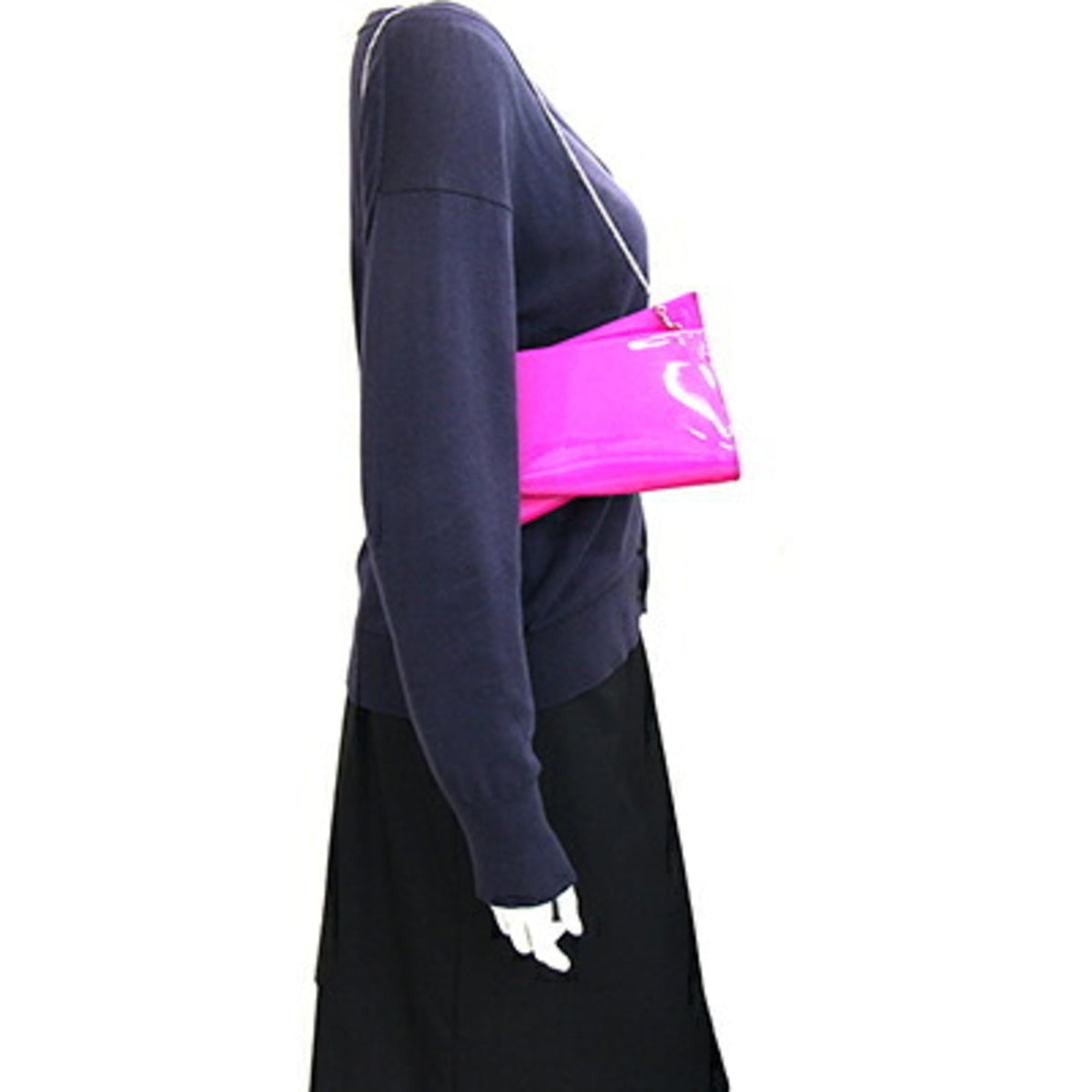 Christian Louboutin Pink Patent Leather Clutch Bag Shoulder Bag (Pre-Owned)