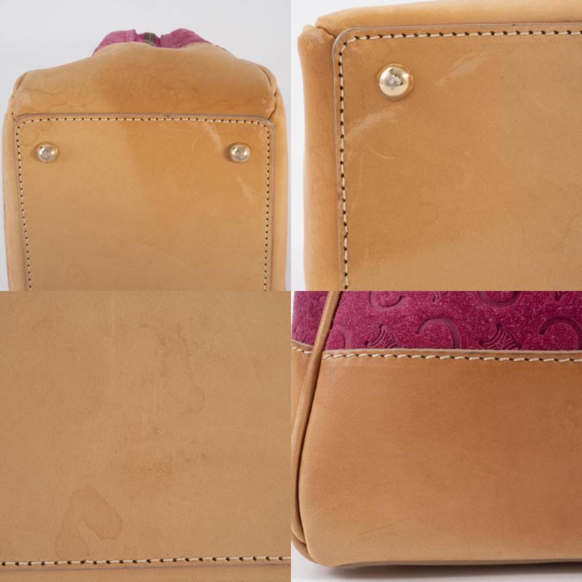 Celine Macadam Camel Purple Suede Leather Handbag (Pre-Owned)