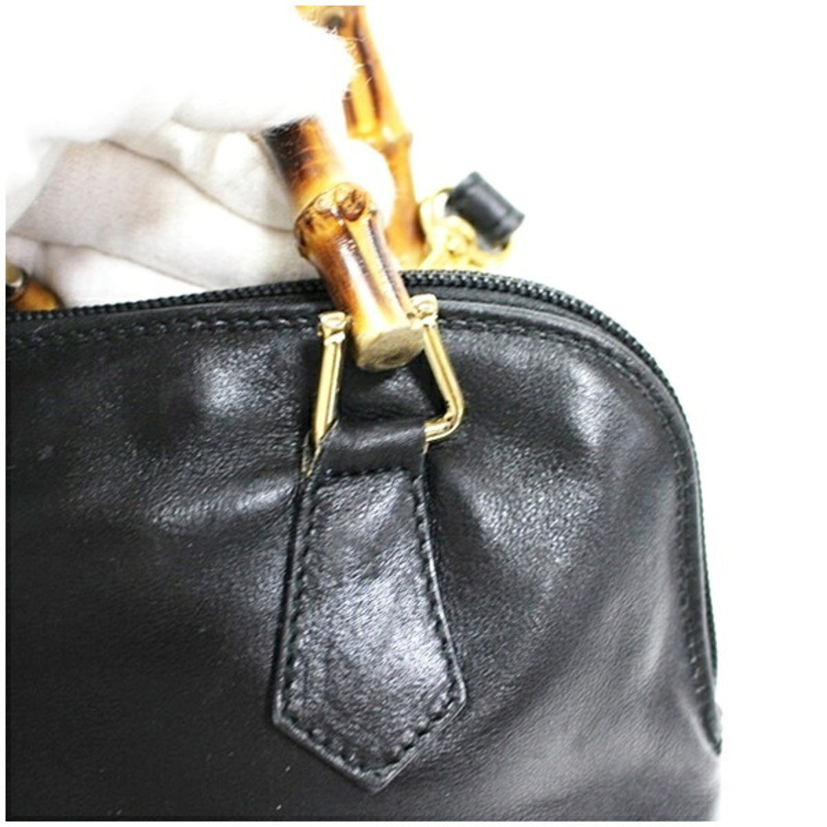 Gucci Black Gray Leather Shoulder Bag (Pre-Owned)