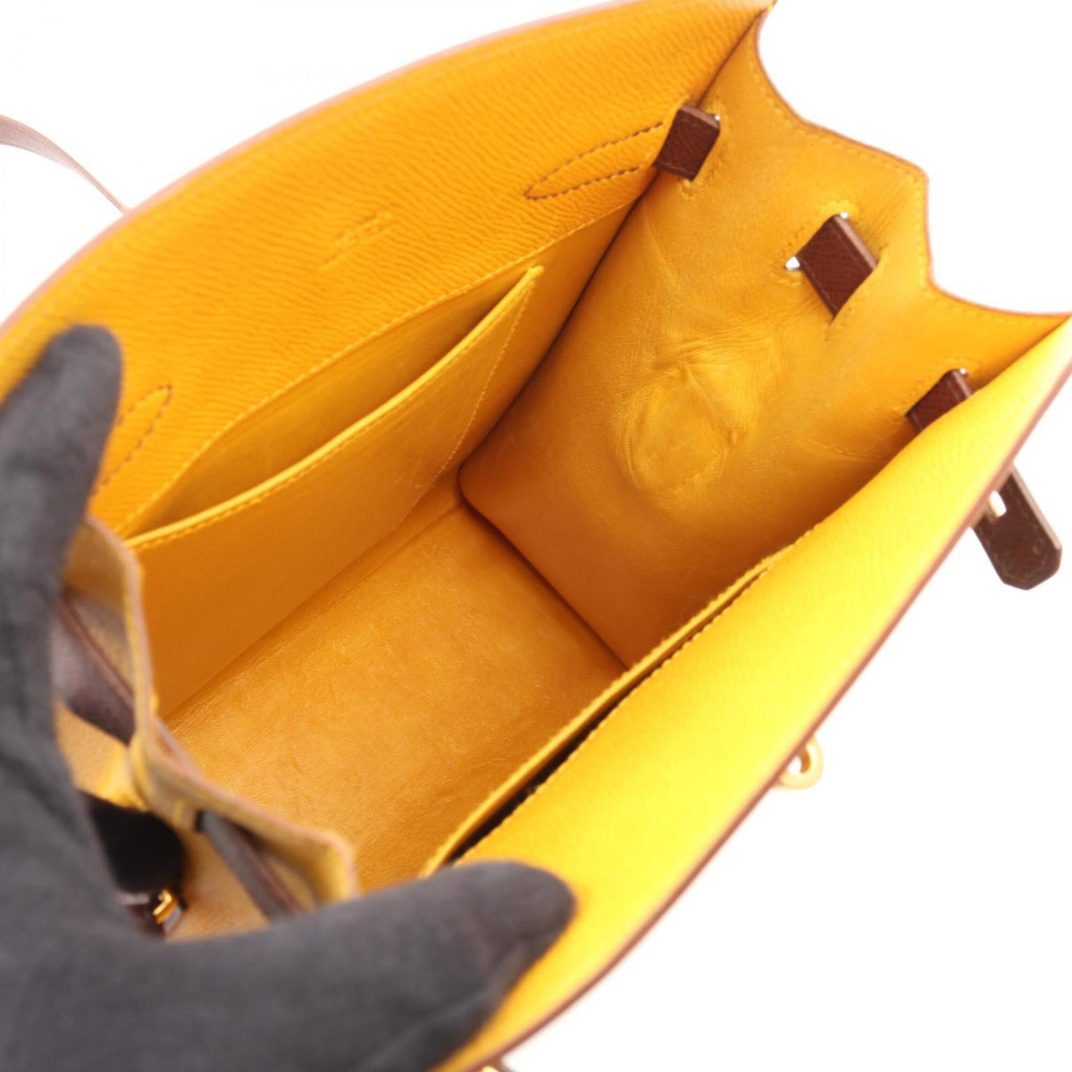 Hermes Brown Havane Yellow Courchevel Leather Handbag Shoulder Bag (Pre-Owned)