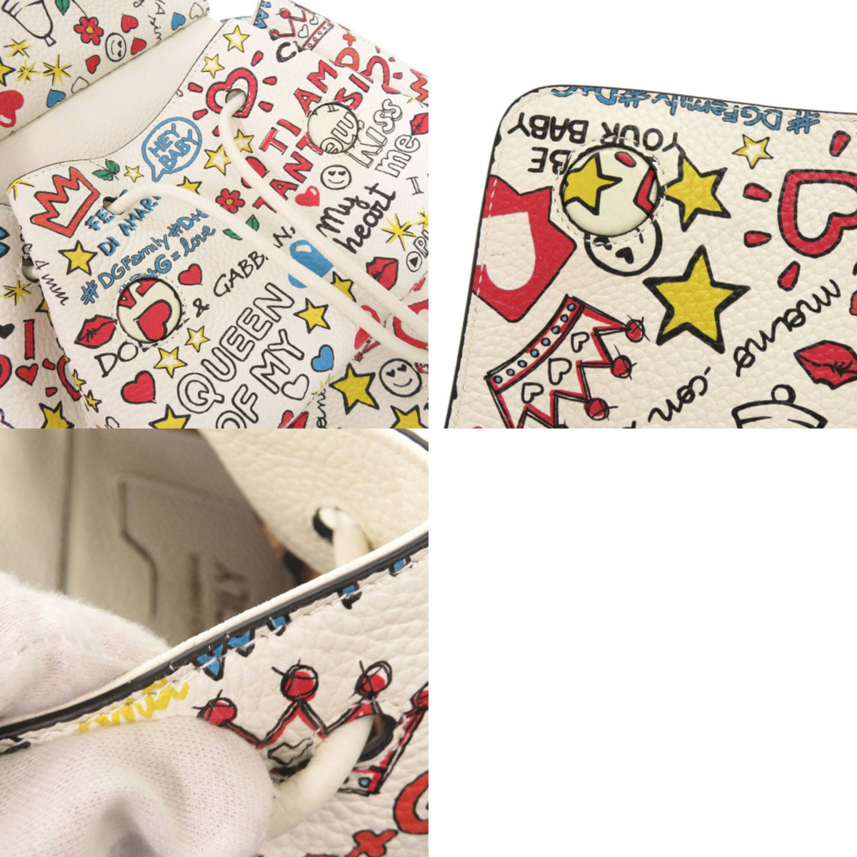 Dolce & Gabbana Sicily Multi-Color White Leather Backpack (Pre-Owned)