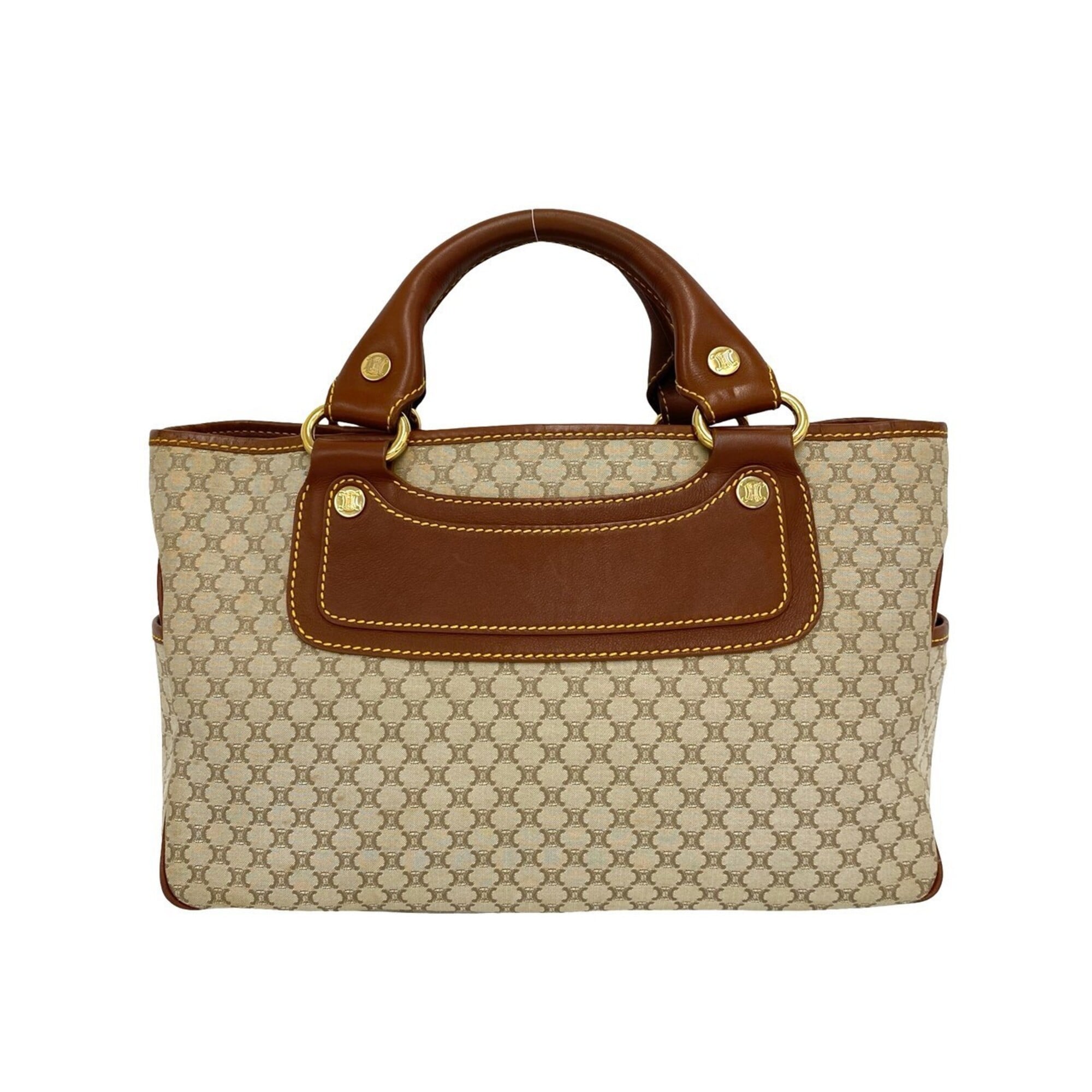 Celine Beige Brown Canvas Leather Handbag Tote Bag (Pre-Owned)