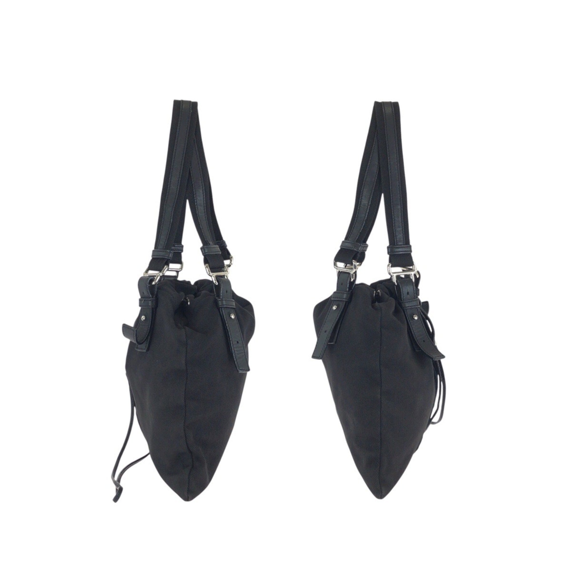 Yves Saint Laurent Black Canvas Leather Shoulder Bag Tote Bag (Pre-Owned)
