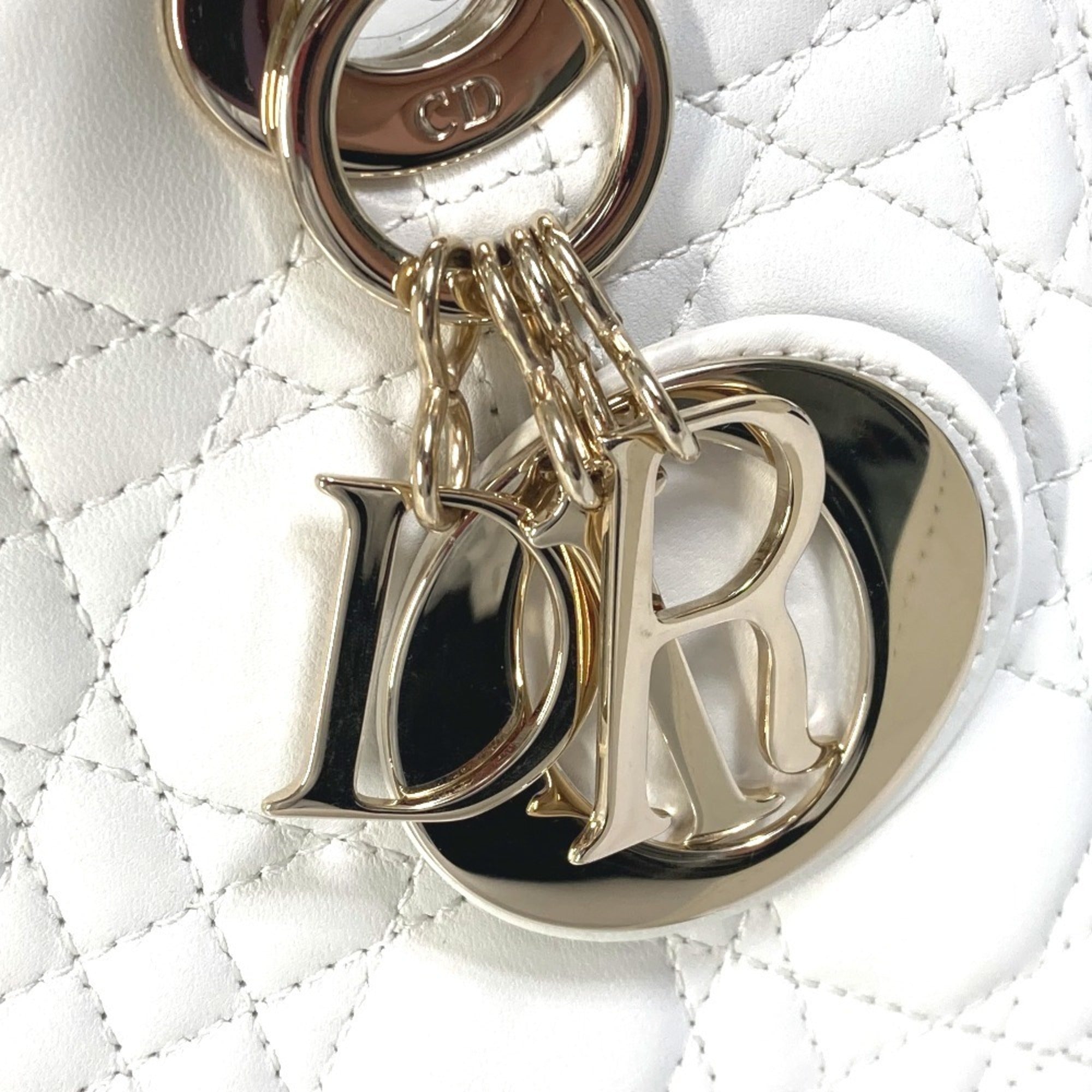 Christian Dior White Leather Handbag Shoulder Bag (Pre-Owned)