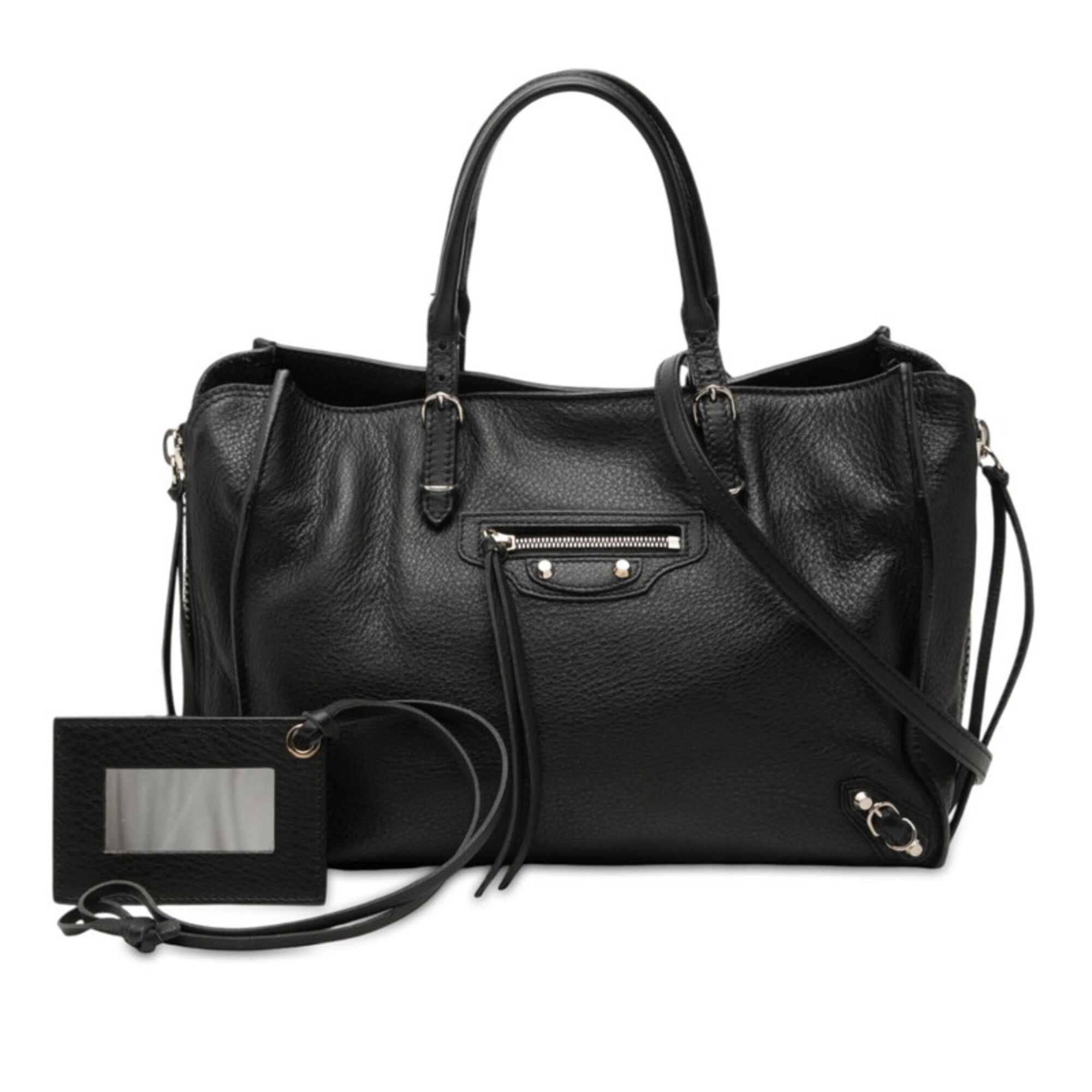 Balenciaga Black Leather Handbag Shoulder Bag (Pre-Owned)