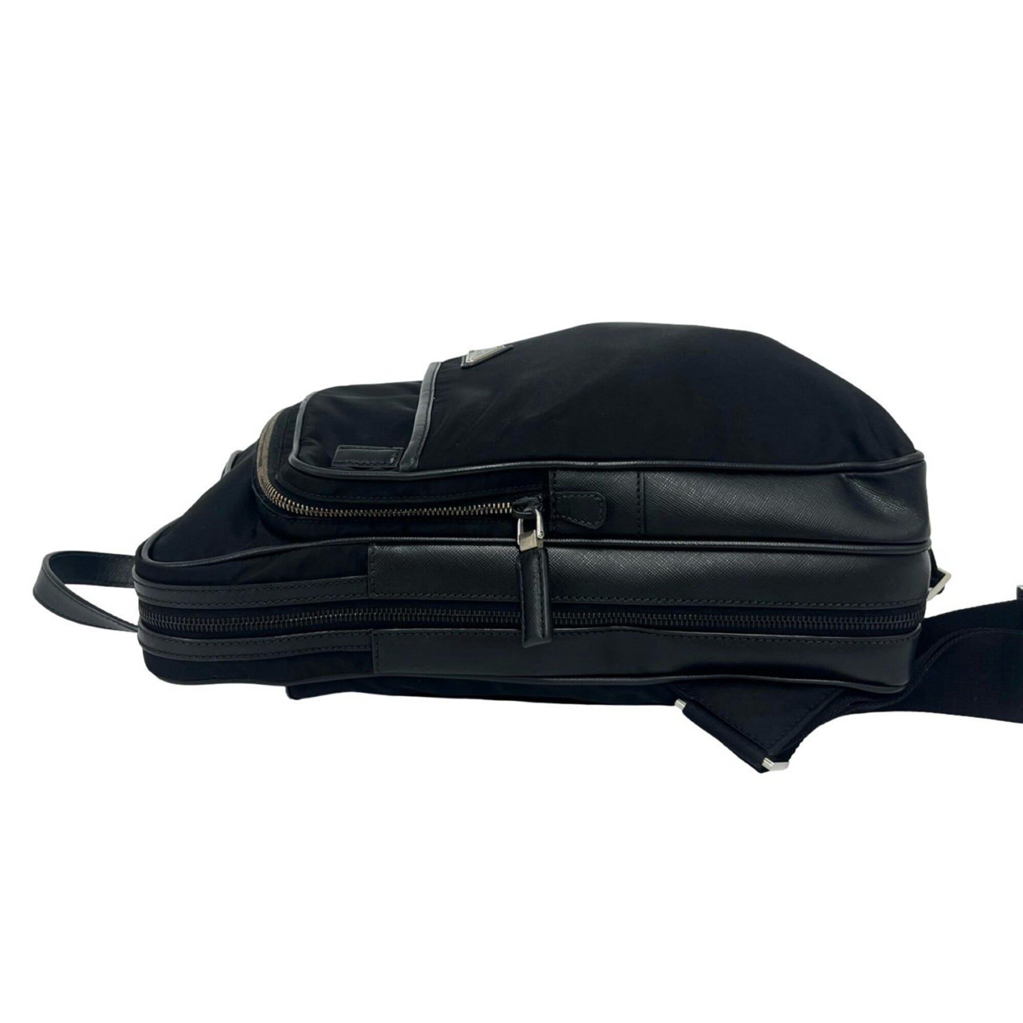 Prada Black Nylon Leather Backpack (Pre-Owned)
