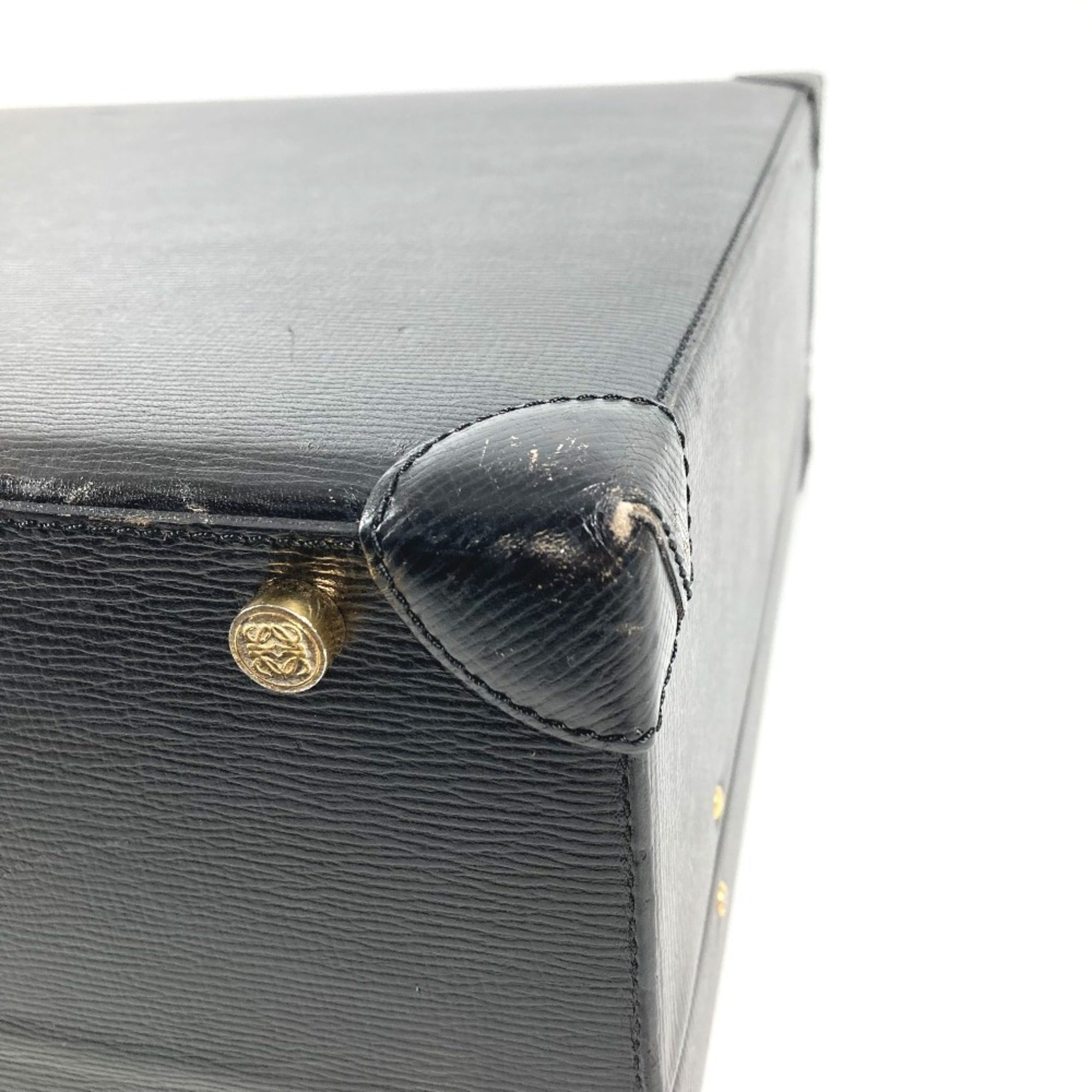 Loewe Black Leather Attaché Case Handbag Tote Bag (Pre-Owned)