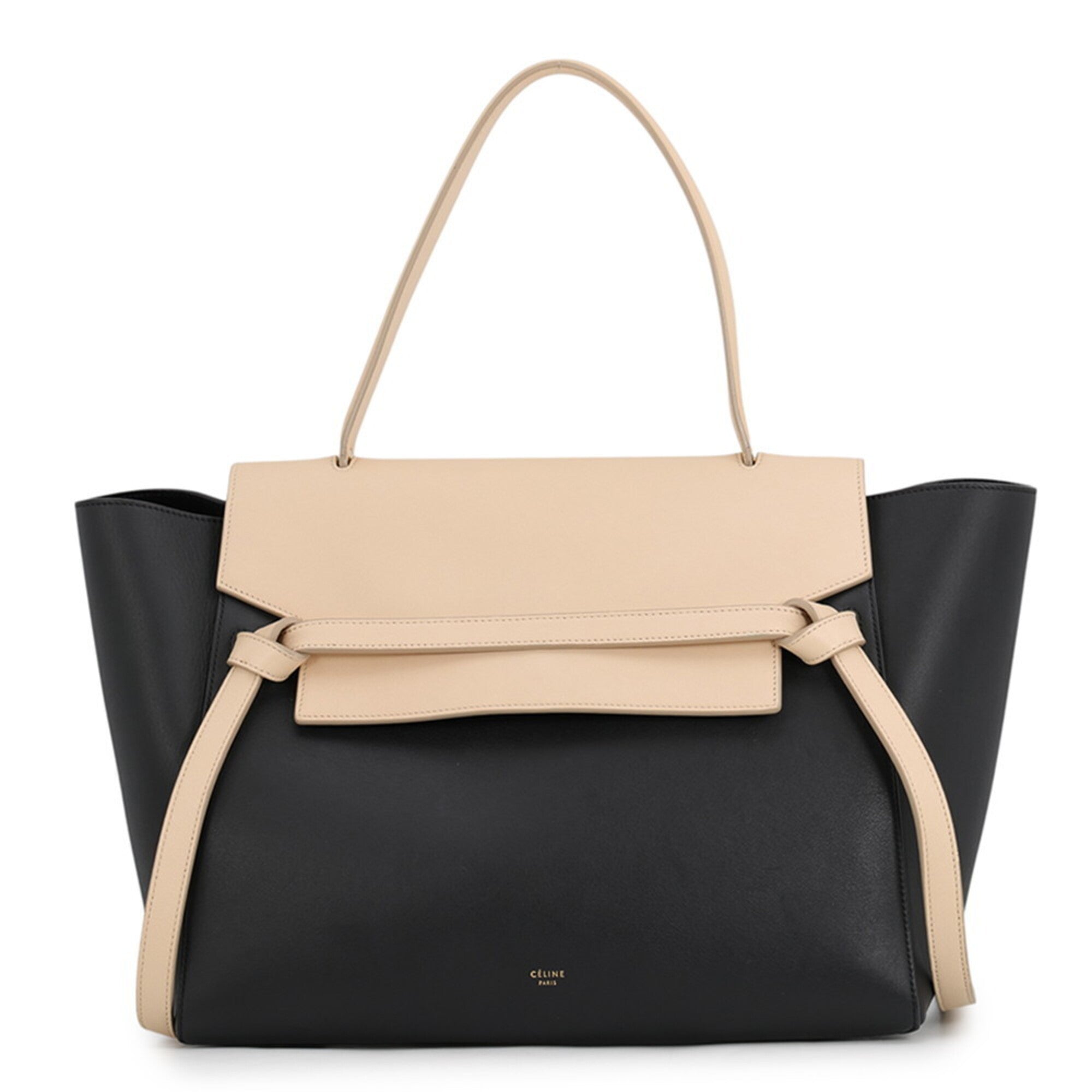 Celine Beige Black Leather Handbag (Pre-Owned)