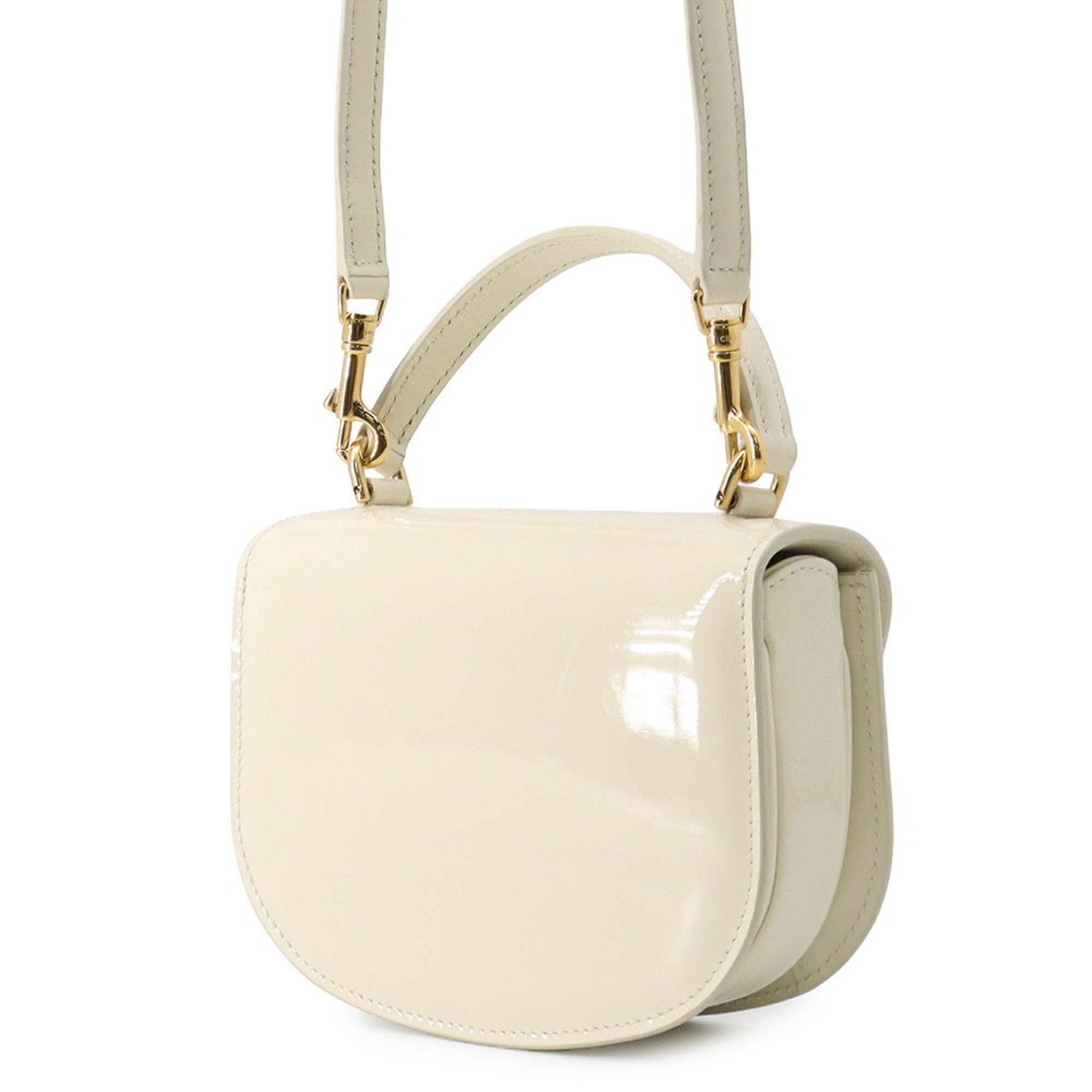 Celine White Patent Leather Handbag Shoulder Bag (Pre-Owned)