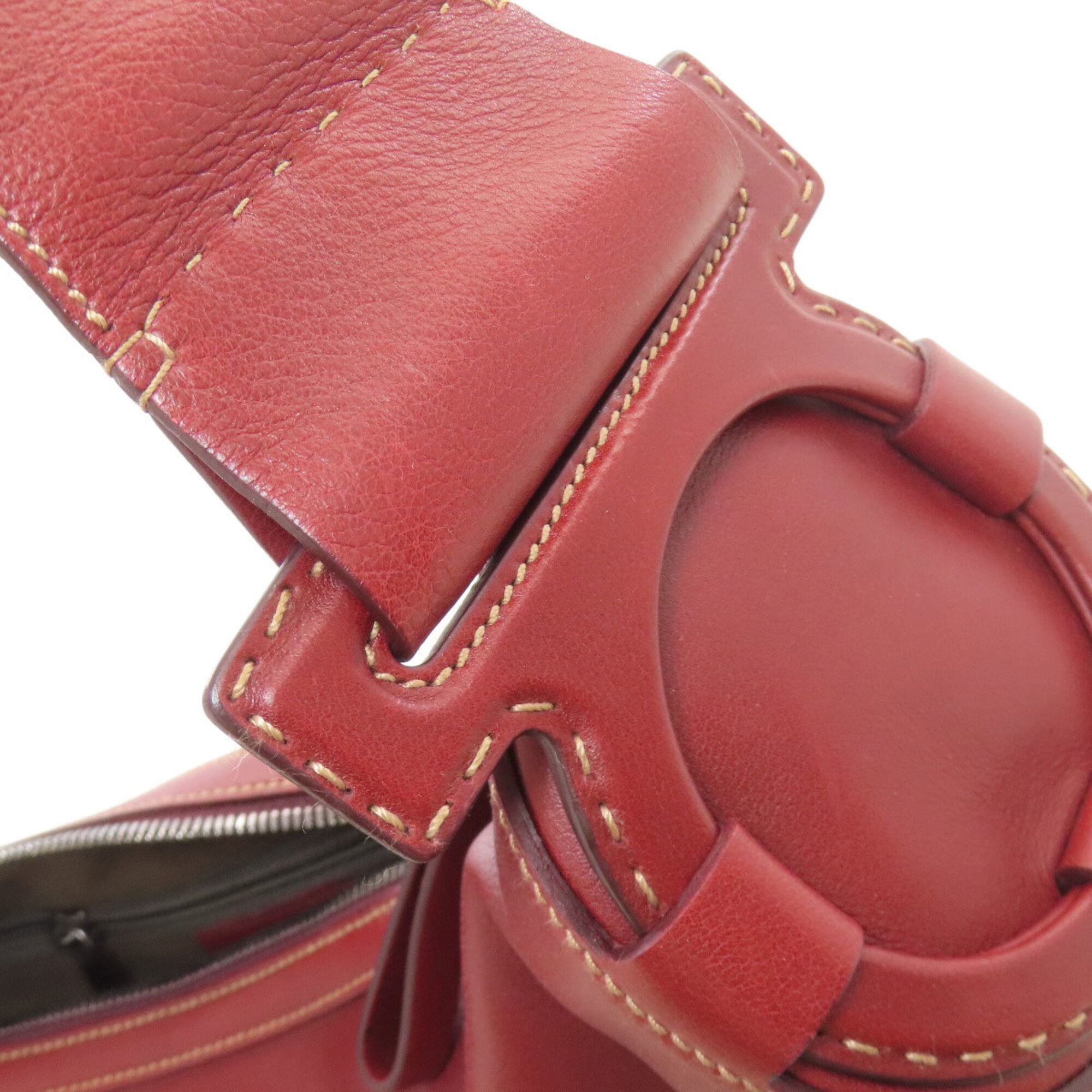 Salvatore Ferragamo Bordeaux Leather Shoulder Bag (Pre-Owned)
