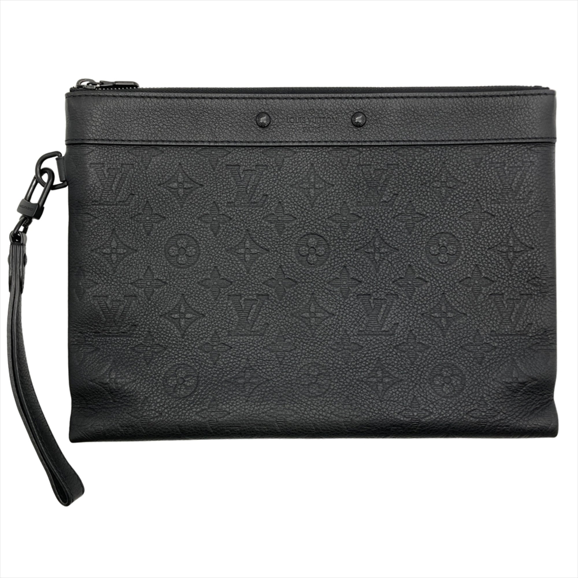 Louis Vuitton Black Galle Monogram Monogram Shadow Clutch Bag Pochette (Pre-Owned)
