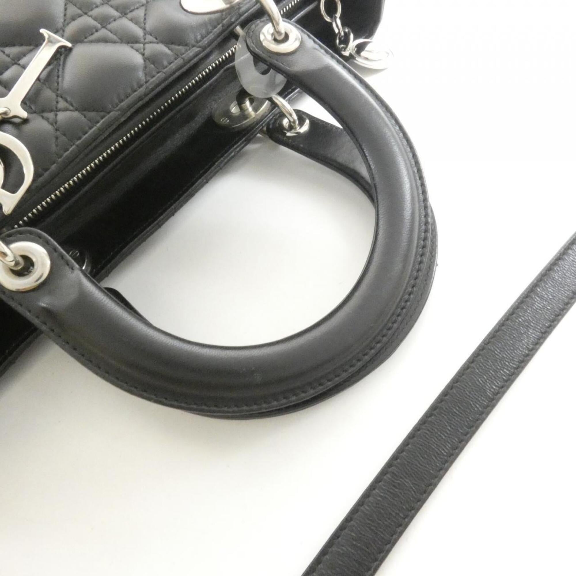 Christian Dior Lady Dior Black Leather Handbag (Pre-Owned)