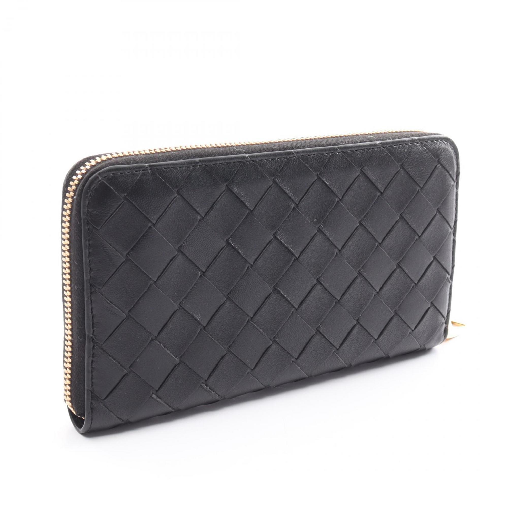 Bottega Veneta Black Leather Long Wallet (Bi-Fold) (Pre-Owned)