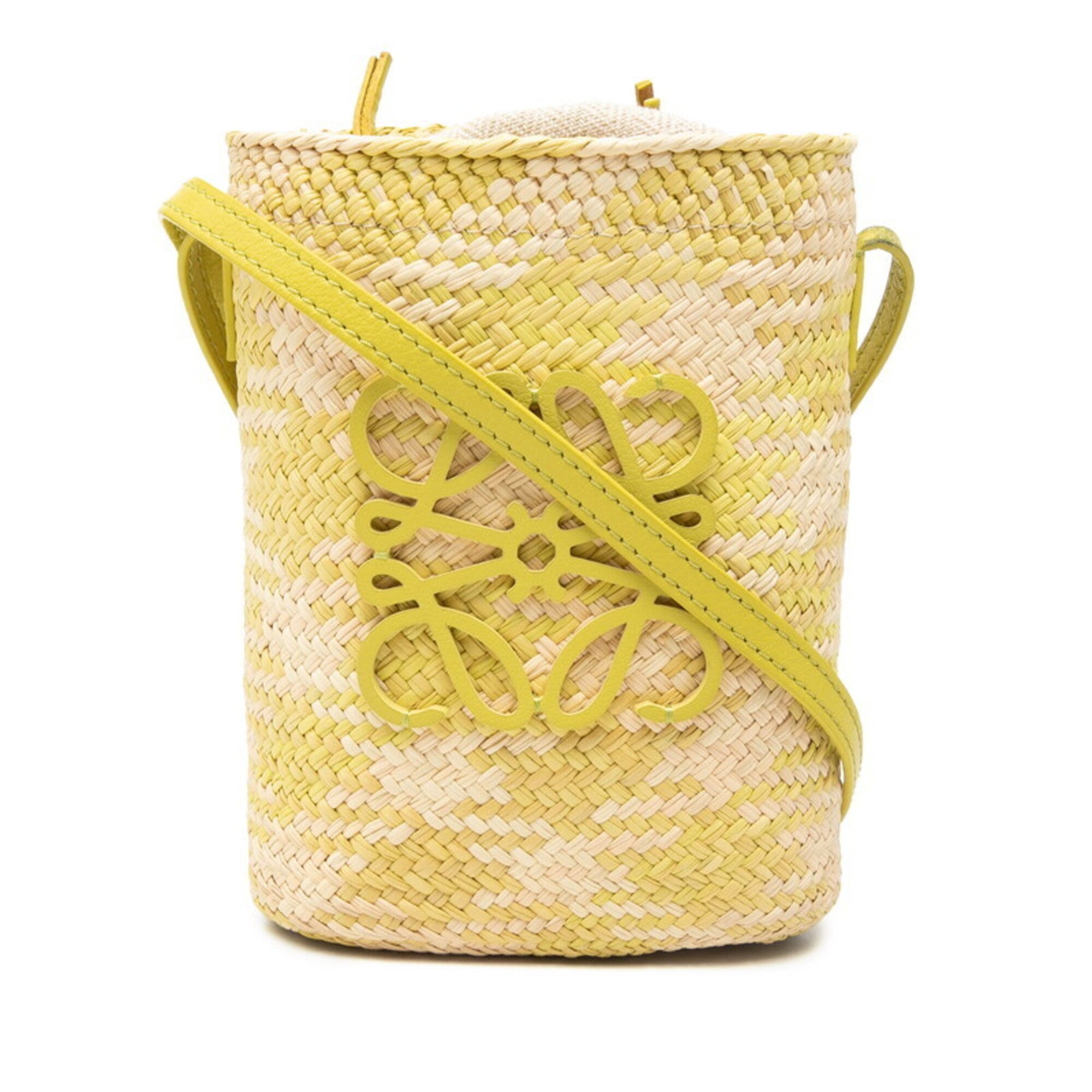 Loewe Green Raffia Leather Shoulder Bag (Pre-Owned)