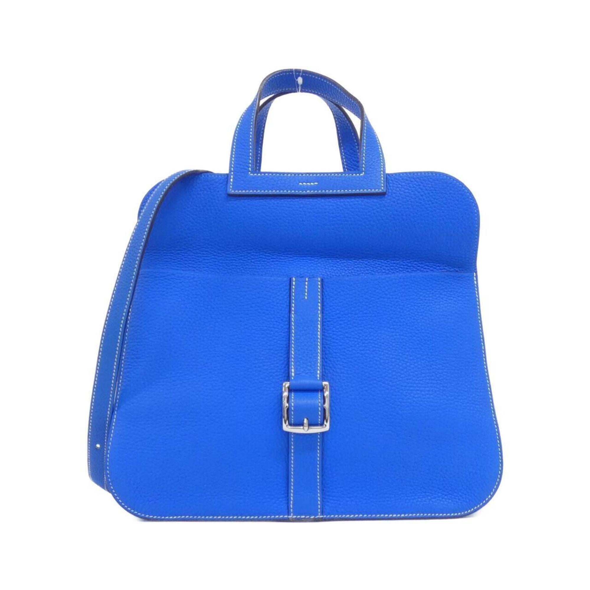 Hermes Blue Hydra Taurillon Clemence Leather Handbag (Pre-Owned)
